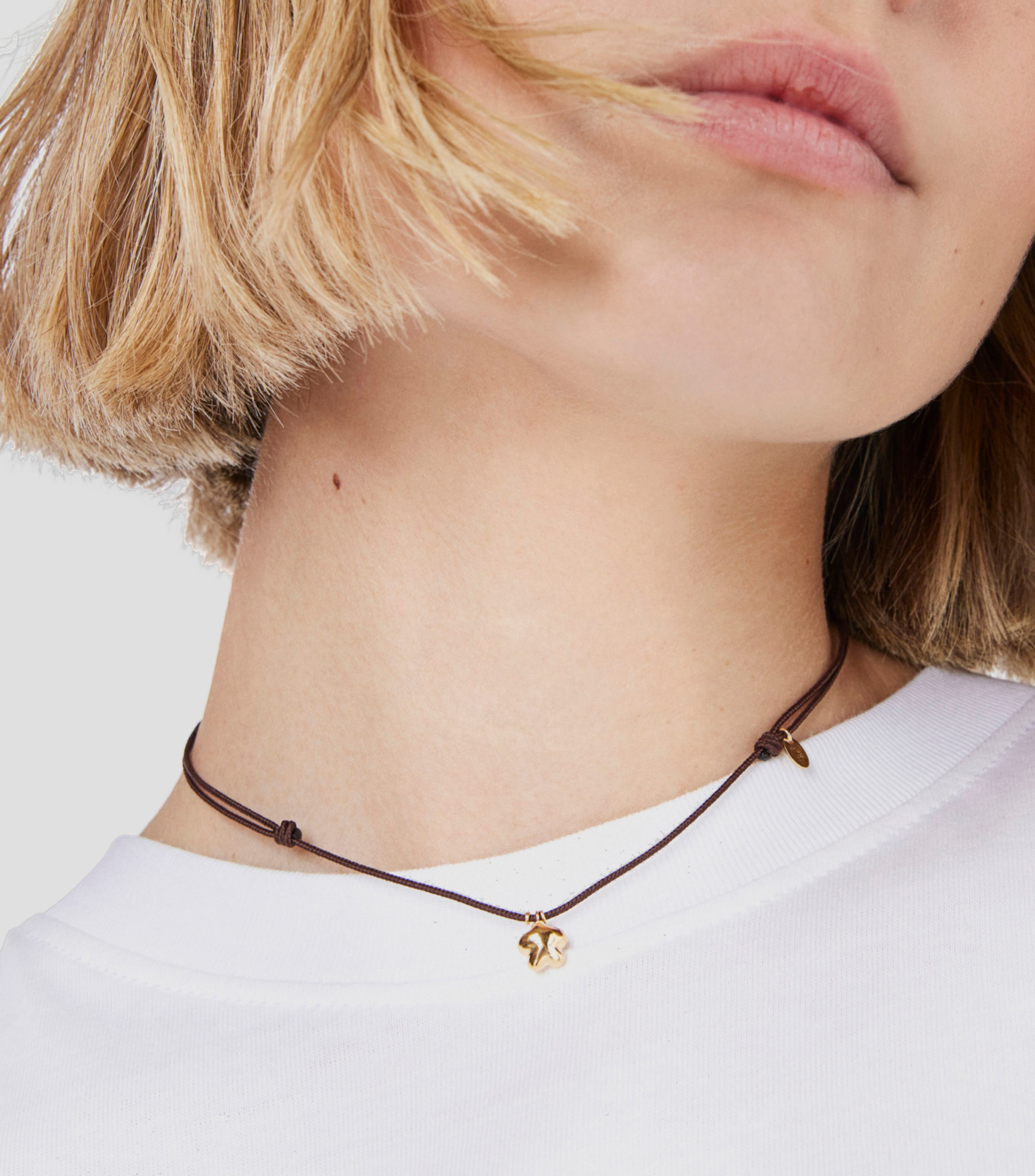 Collar de cordón marrón con flor Balloon Mujer