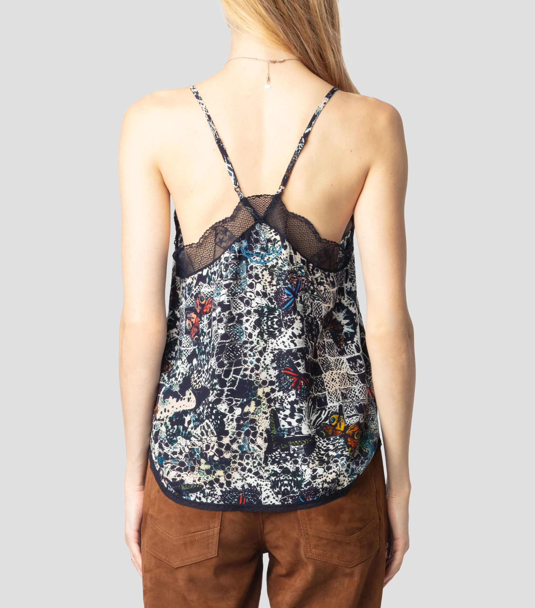 Blusa estampada sin mangas Mujer