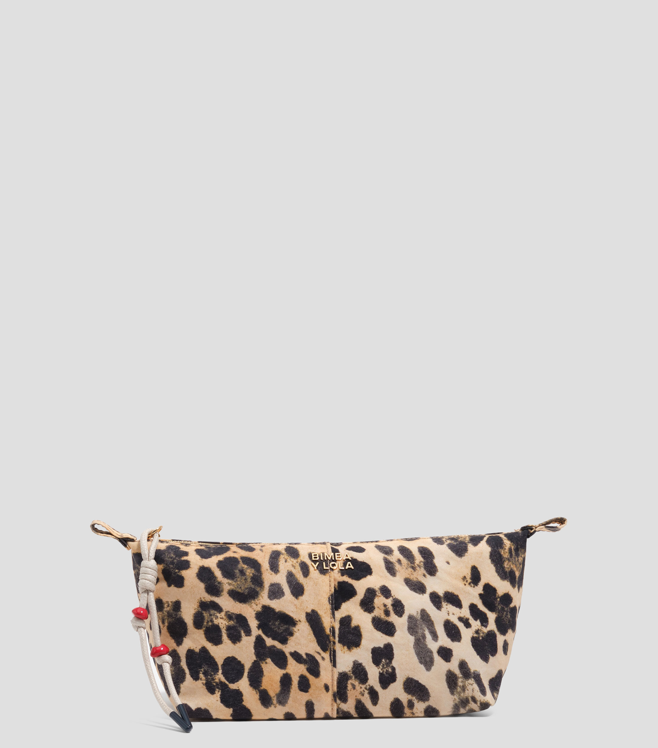 Cosmetiquera trapecio nylon leopardo natural Mujer