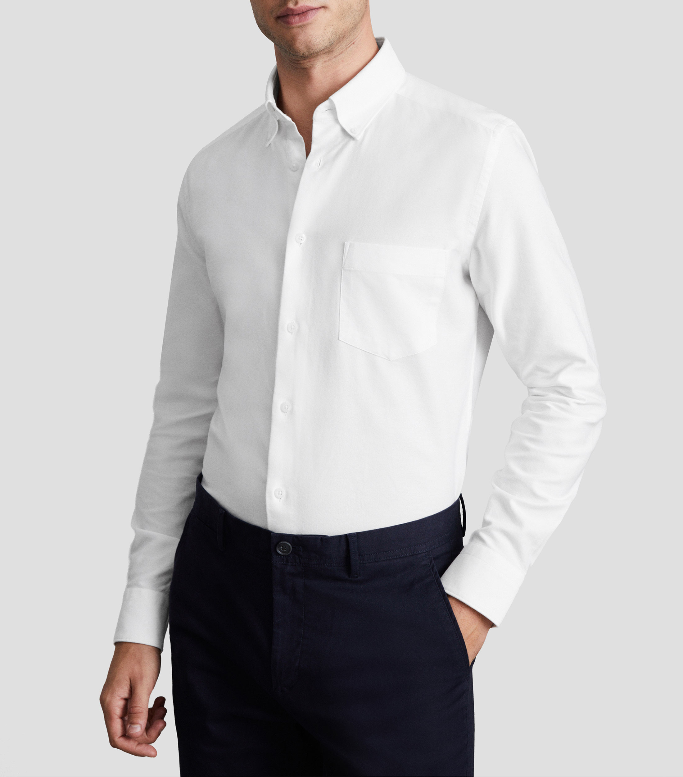 Camisa de vestir lisa con manga larga Hombre