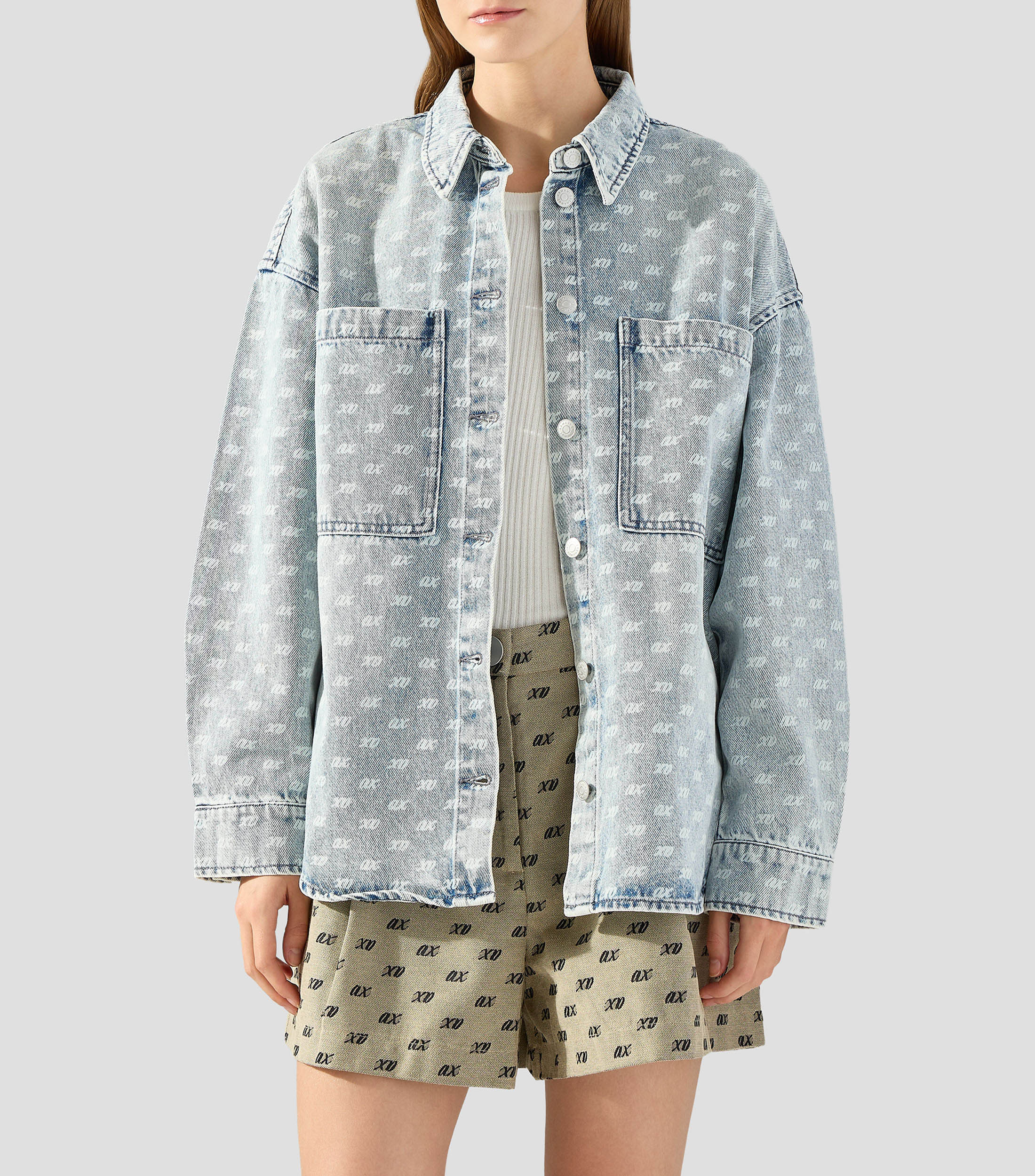 Sobrecamisa estampada manga larga Mujer