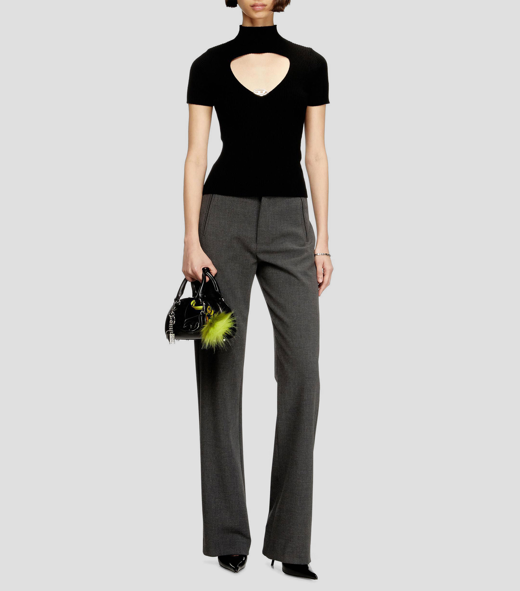 Blusa lisa de manga corta Mujer