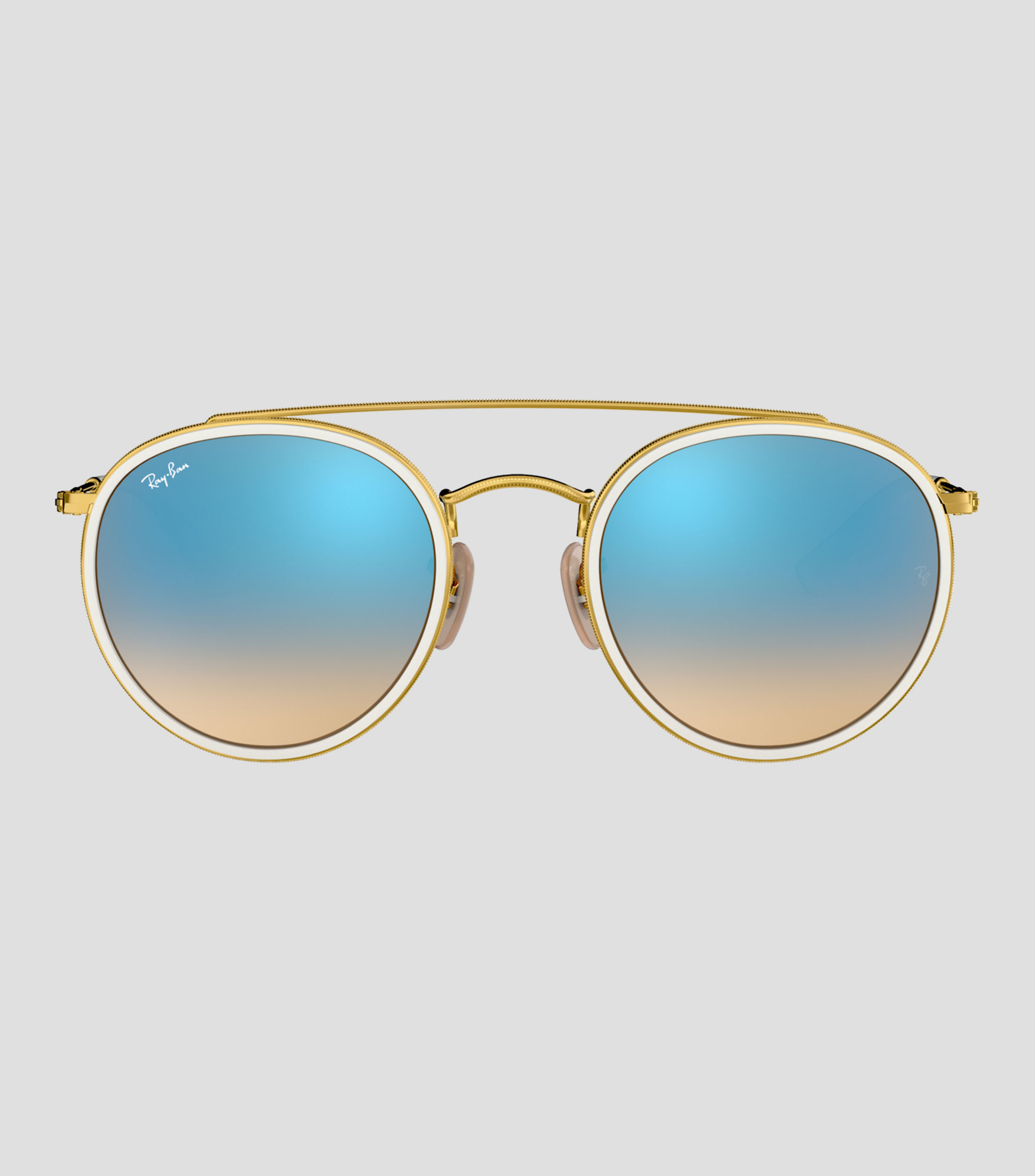 Lentes de sol redondos Round Double Bridge dorados Unisex