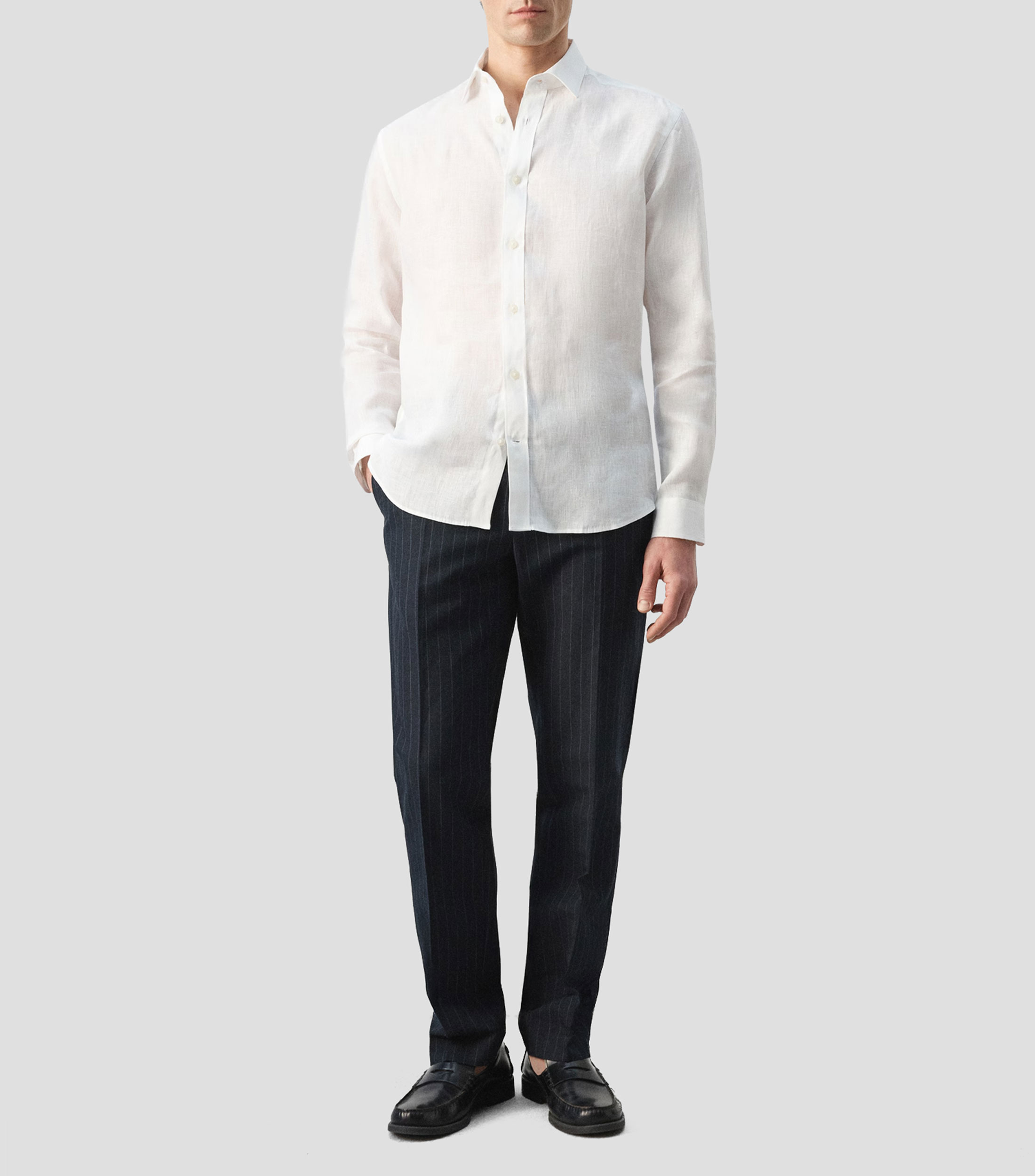 Camisa lisa manga larga Hombre