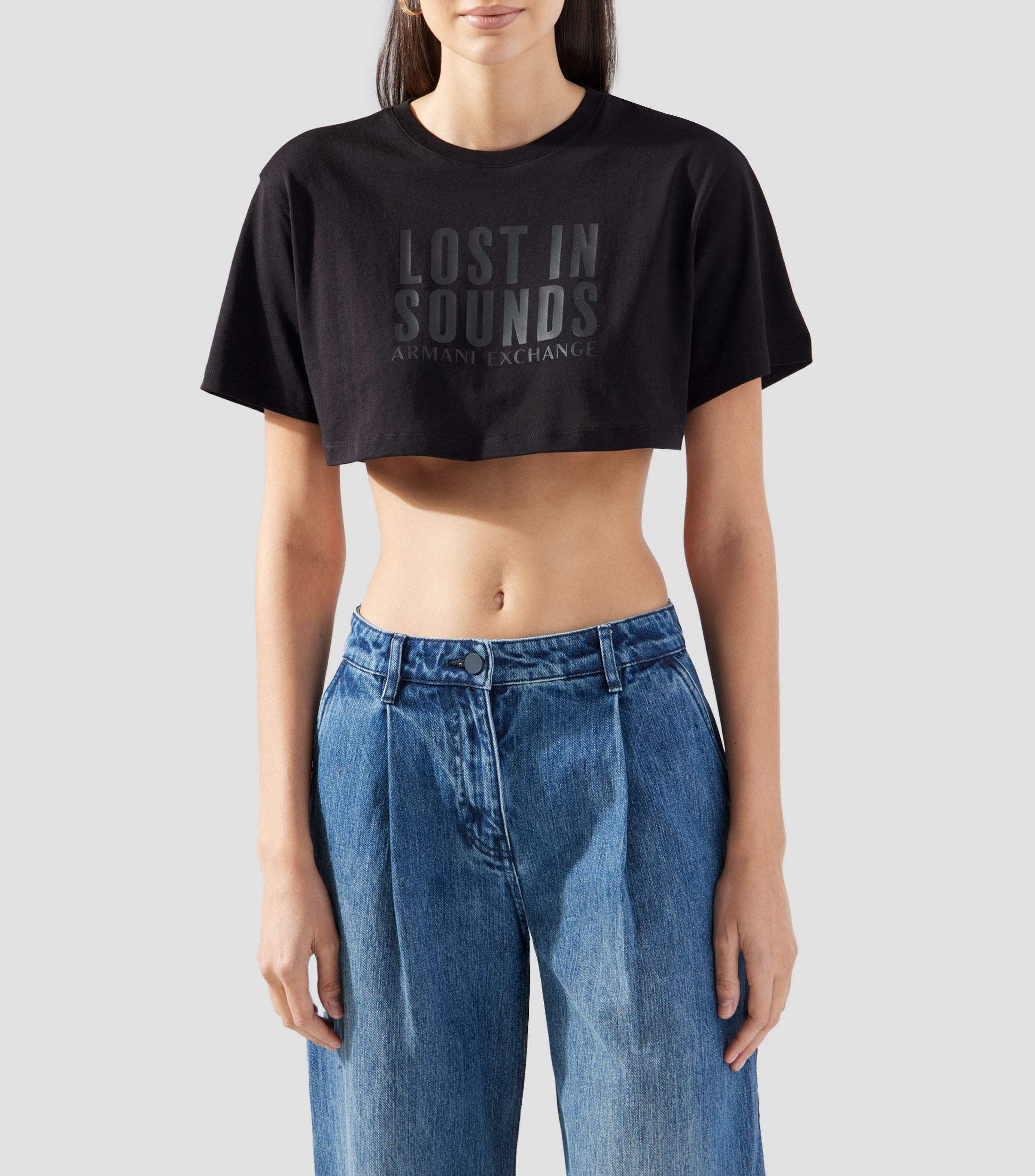 Top cuello redondo manga corta Mujer