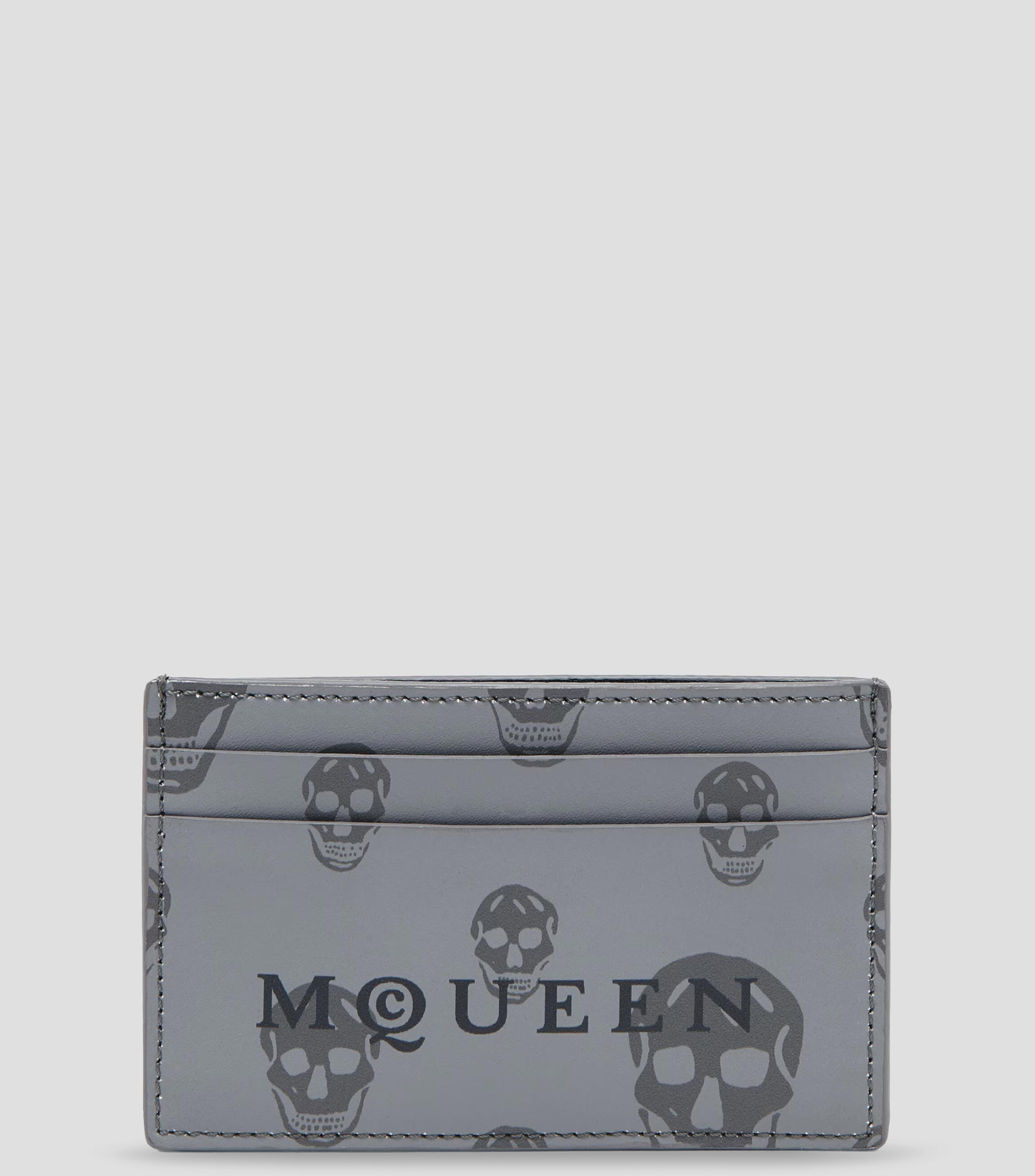 Tarjetero gris en piel estampado Hombre