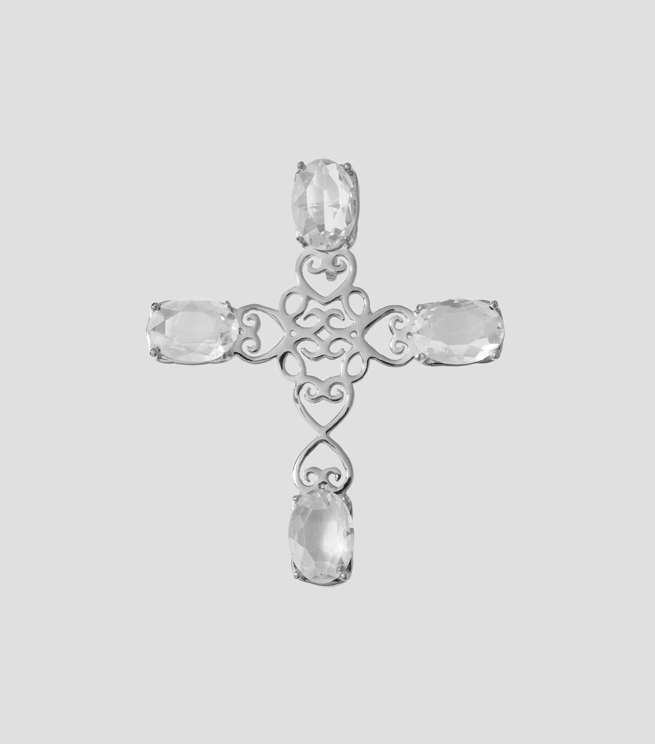 Dije en plata con forma de cruz Mujer