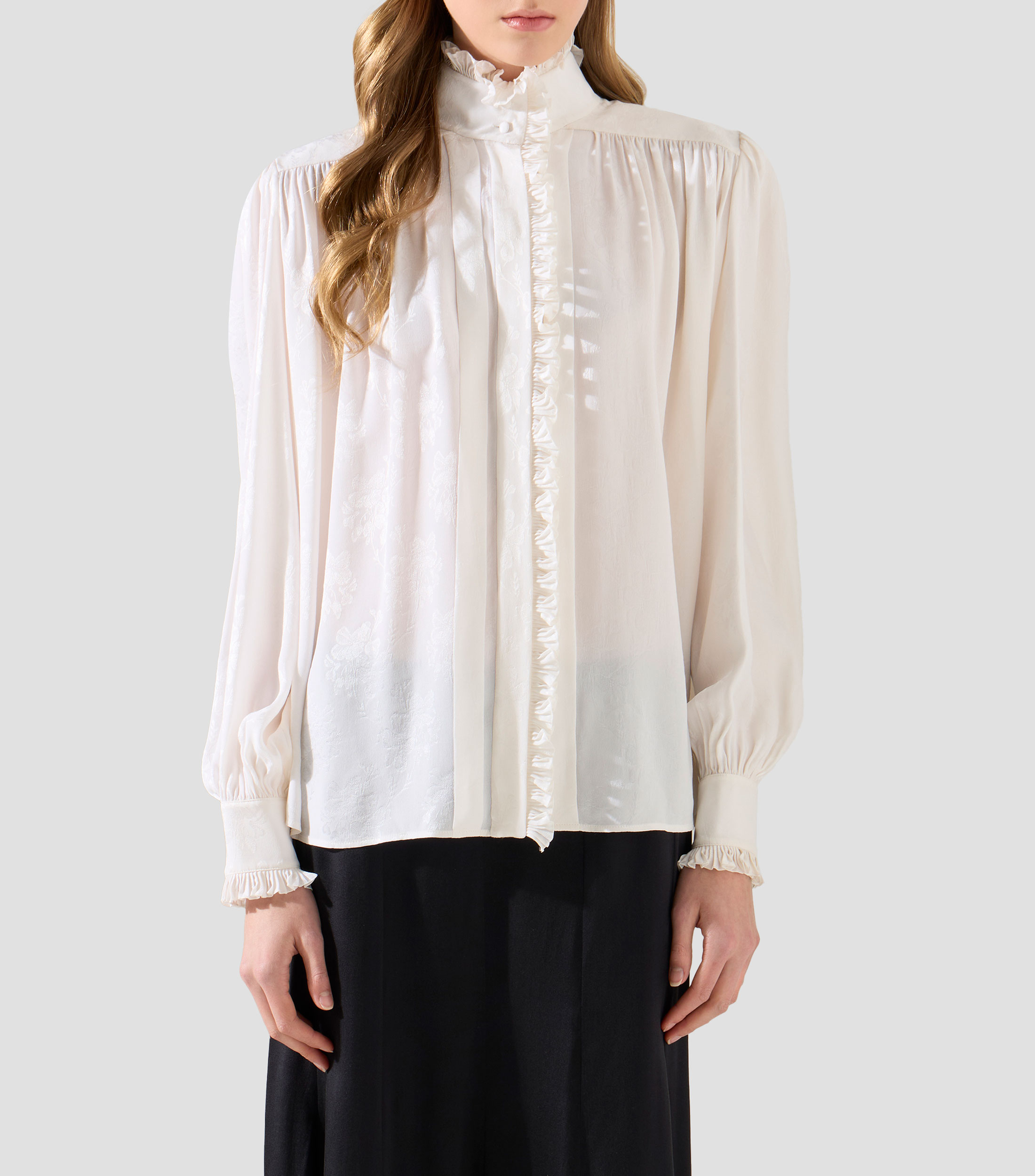 Blusa estampado floral manga larga Mujer