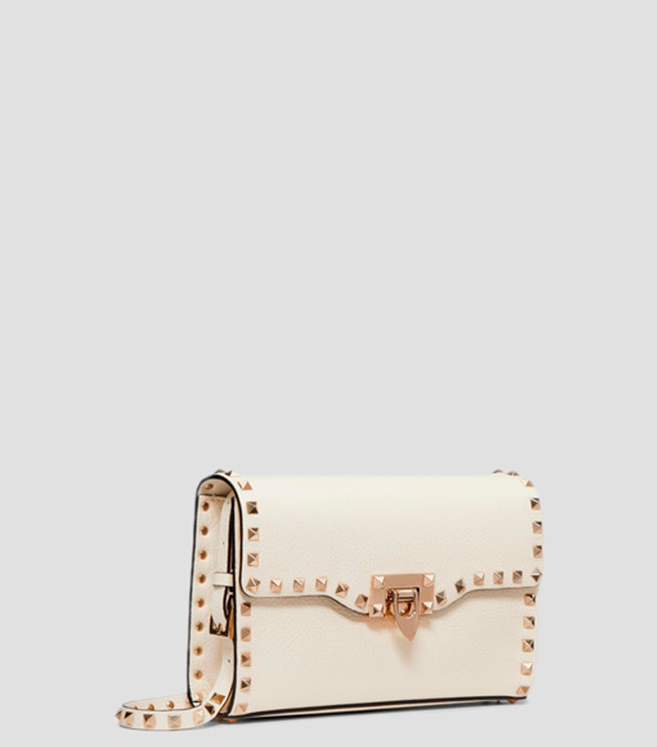 Bolsa mini crossbody en piel Rockstud blanca Mujer