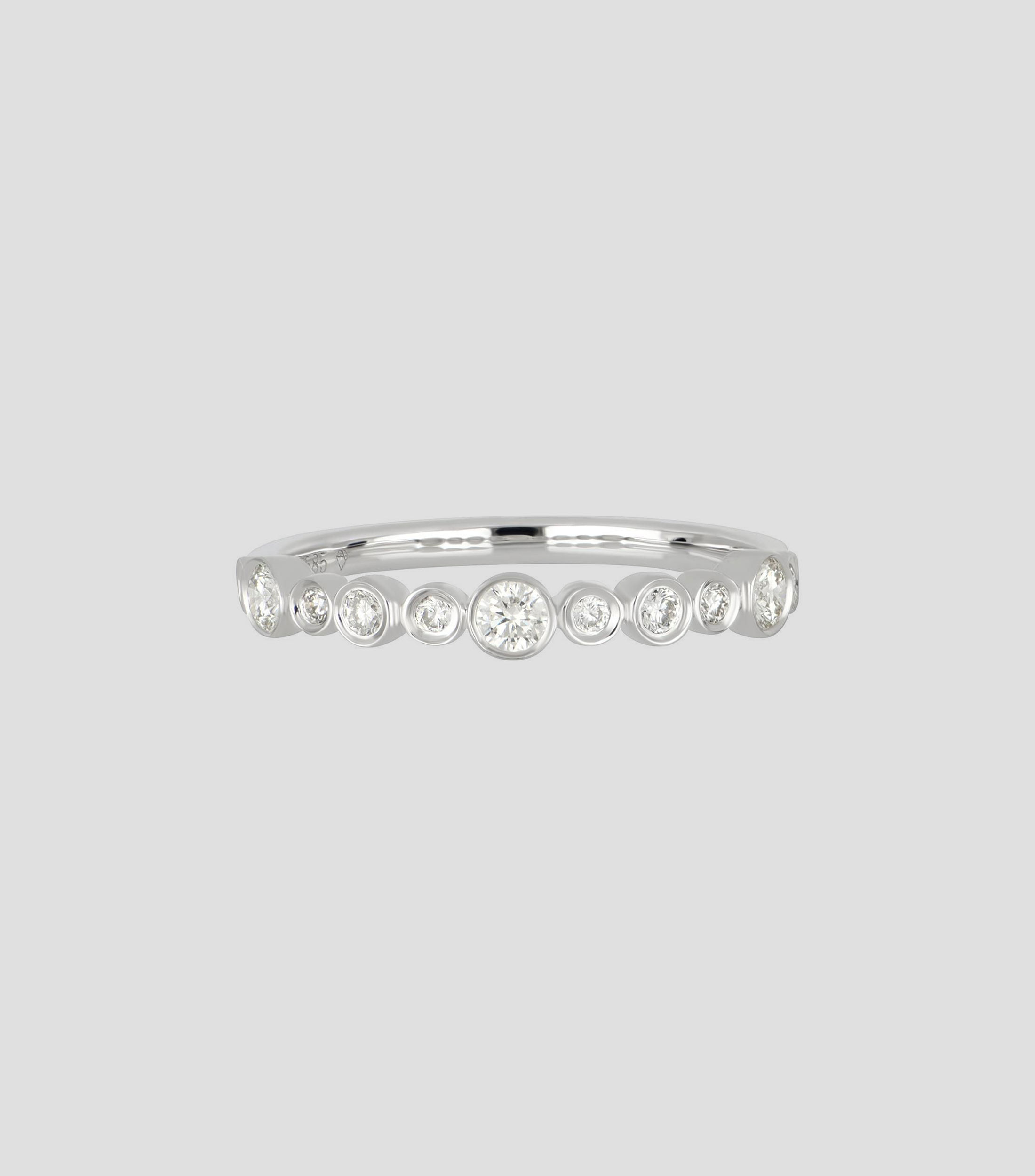 Anillo Churumbela en oro blanco de 14 kilates con diamantes naturales redondos Mujer