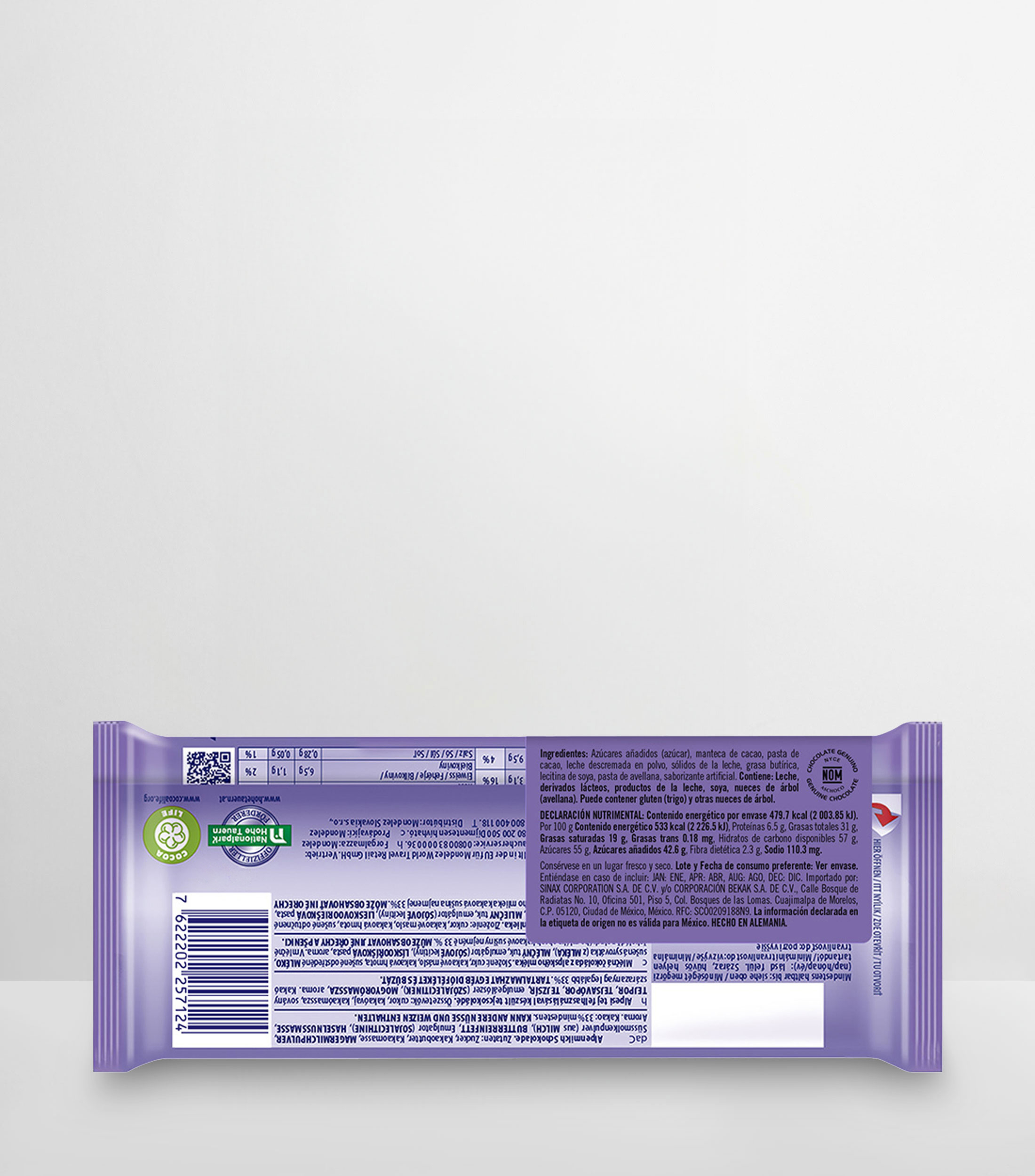 Chocolate con leche, 90 gr