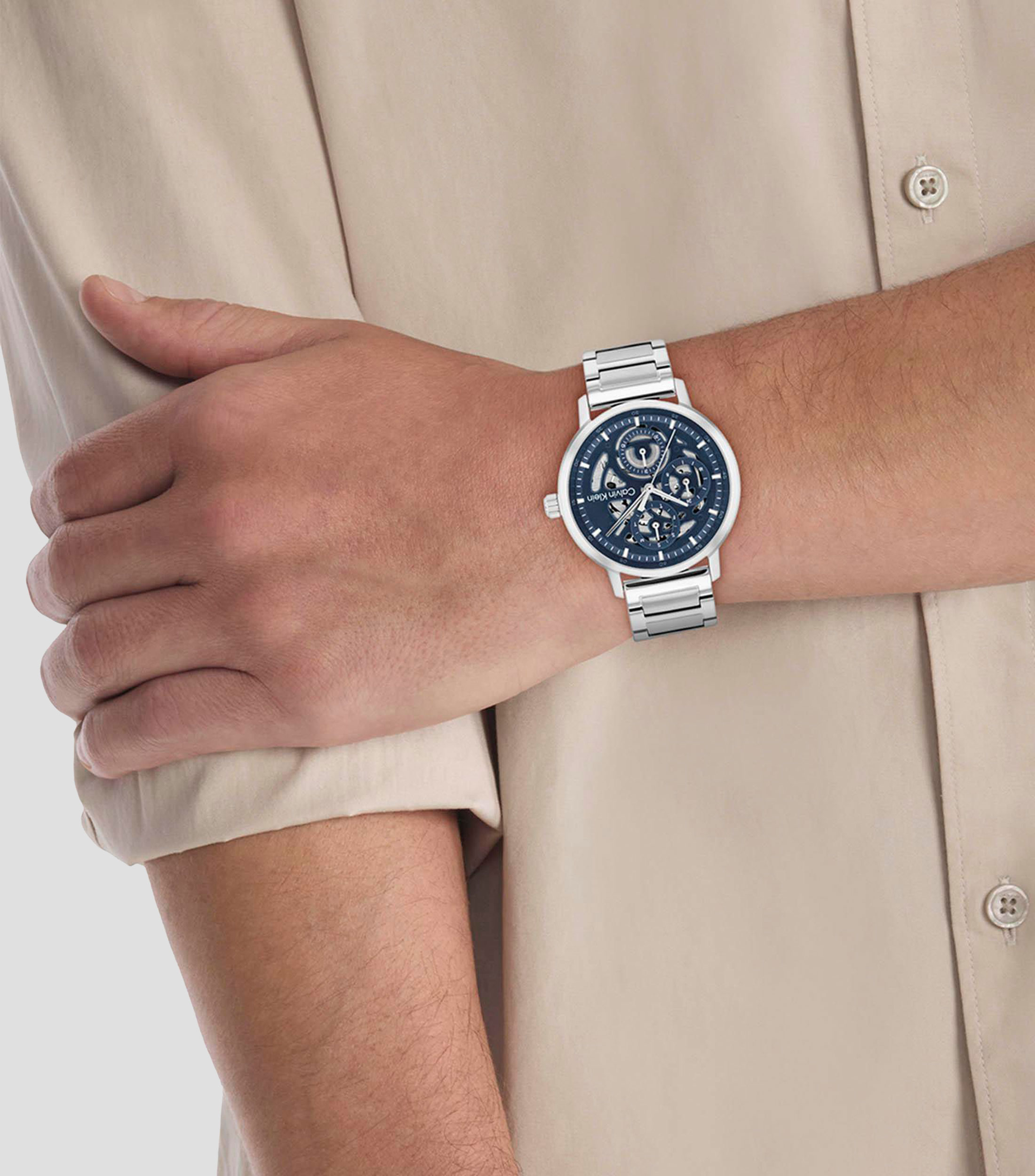 Reloj para Hombre Gauge casual plateado