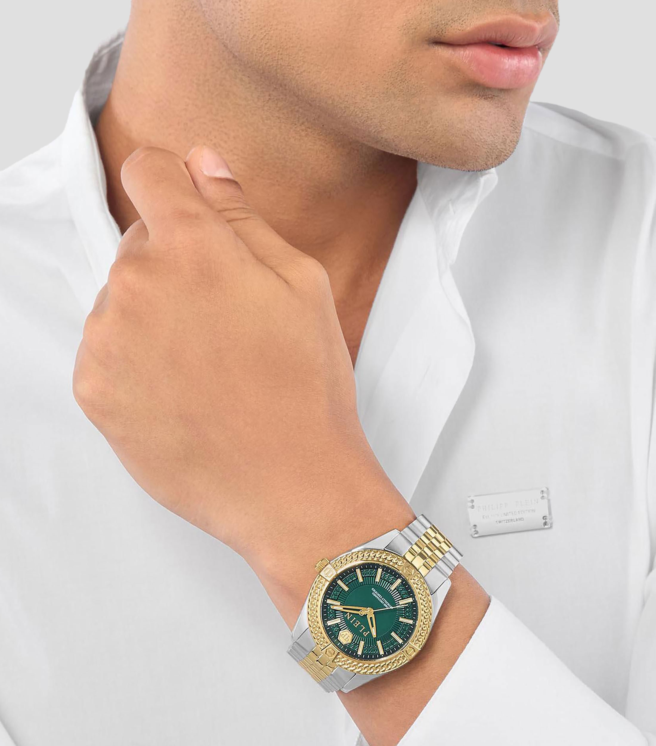 Reloj para hombre Icon Chain De vestir, Dorado, Plateado