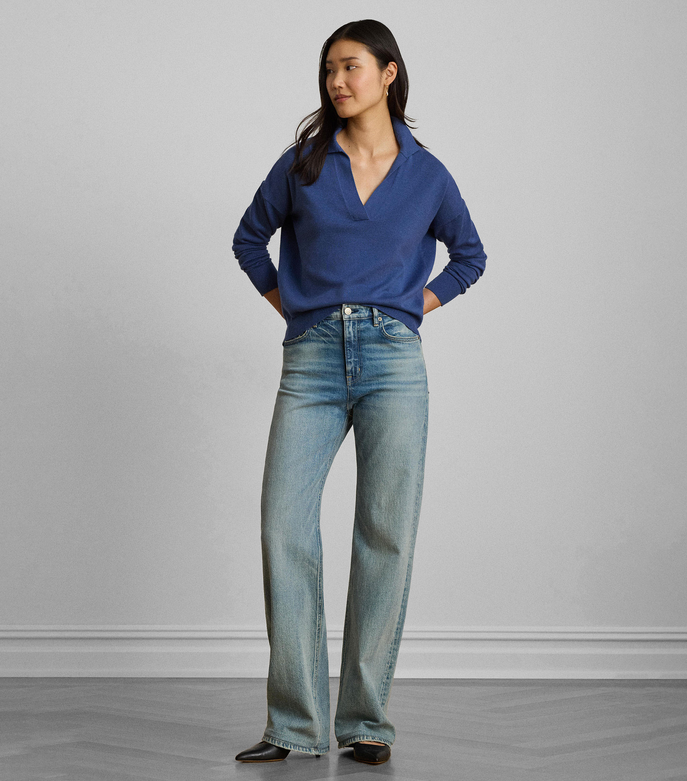 Suéter cuello tipo polo Mujer