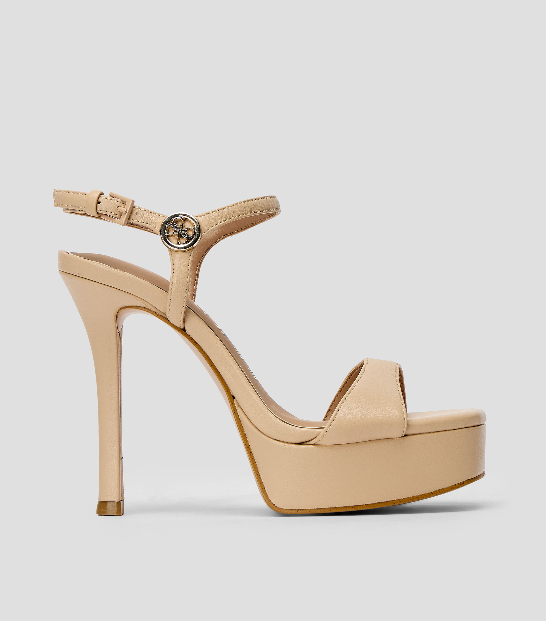 Sandalias casuales tacón alto de aguja en piel Mujer