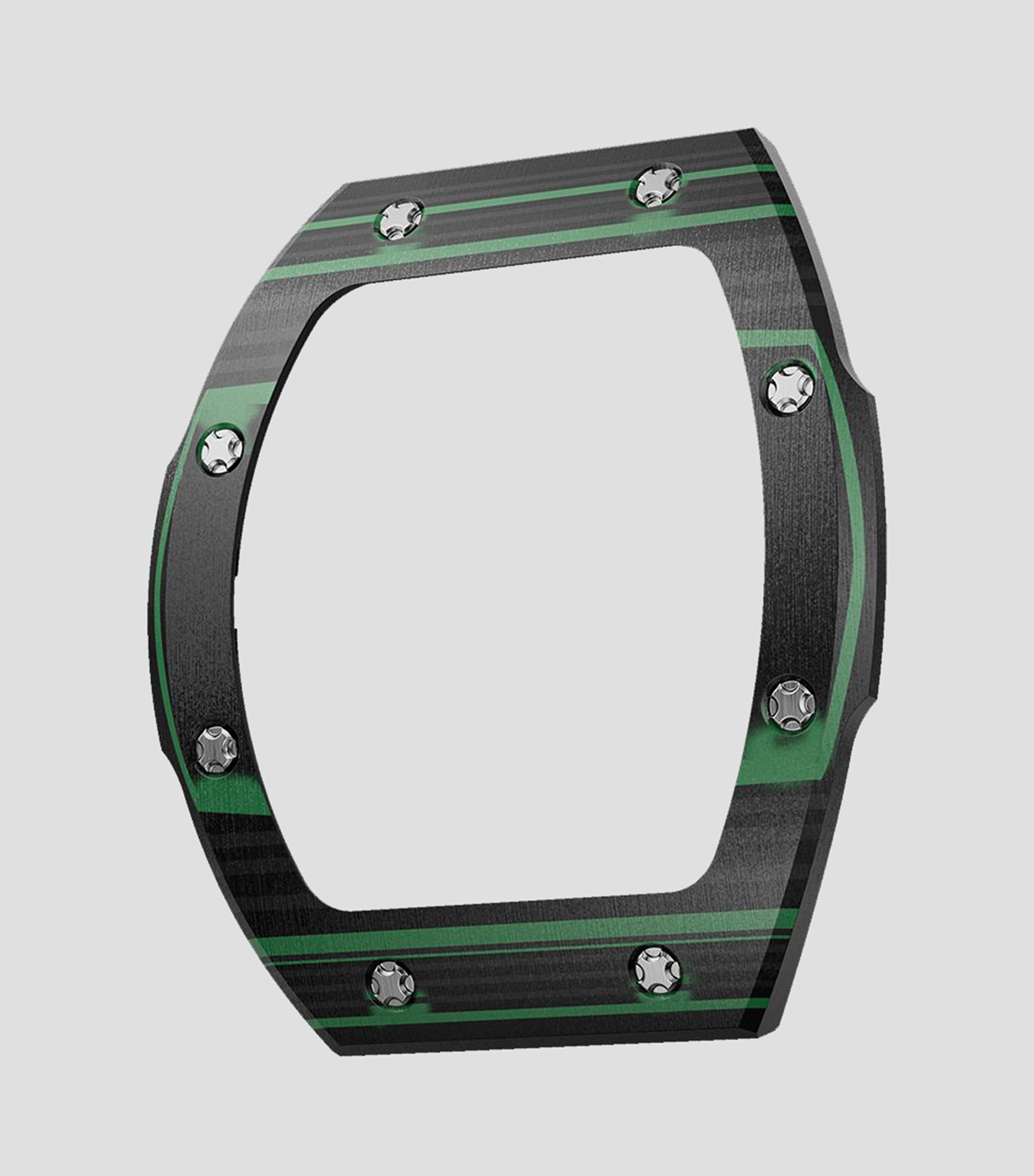 Bisel intercambiable Atomic en fibra de carbono negro con verde