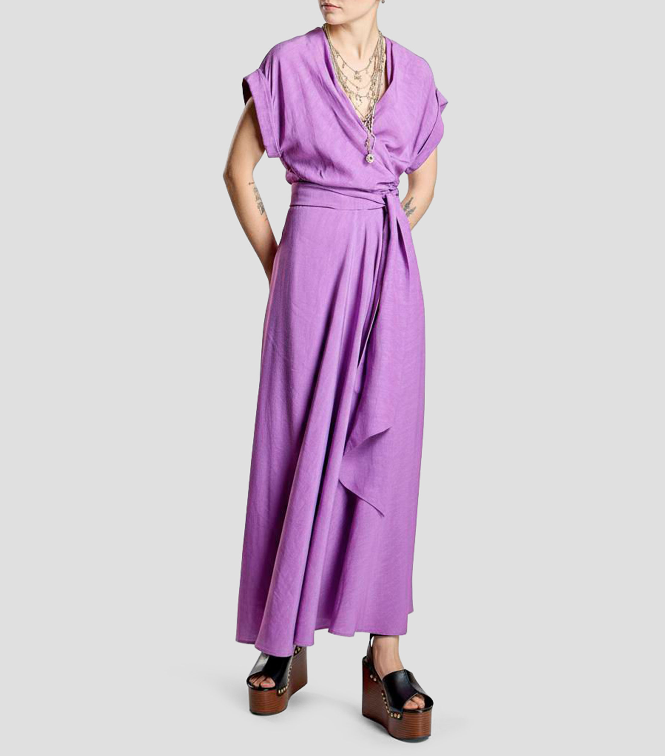 Vestido largo liso Mujer