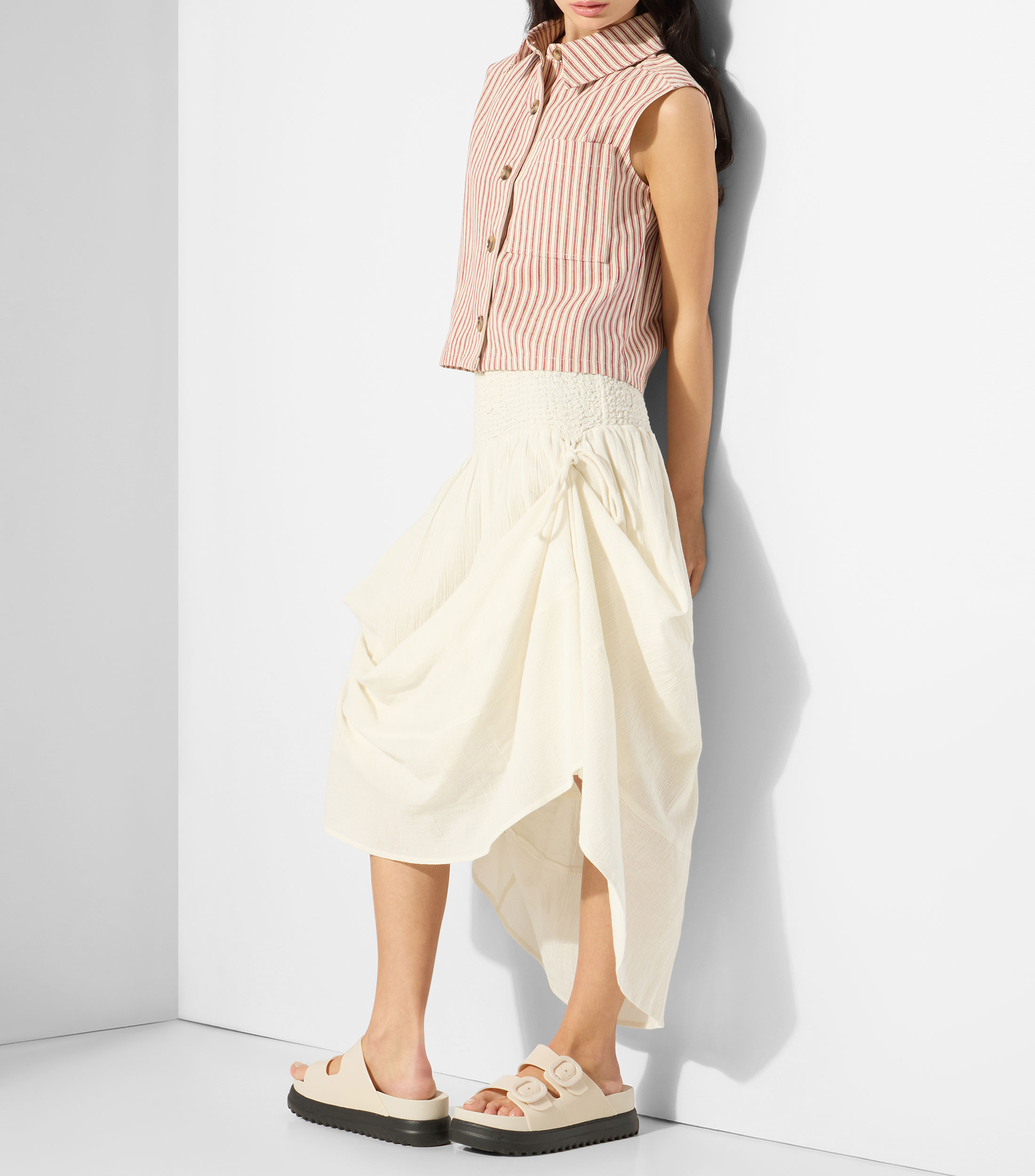 Vestido midi liso Mujer