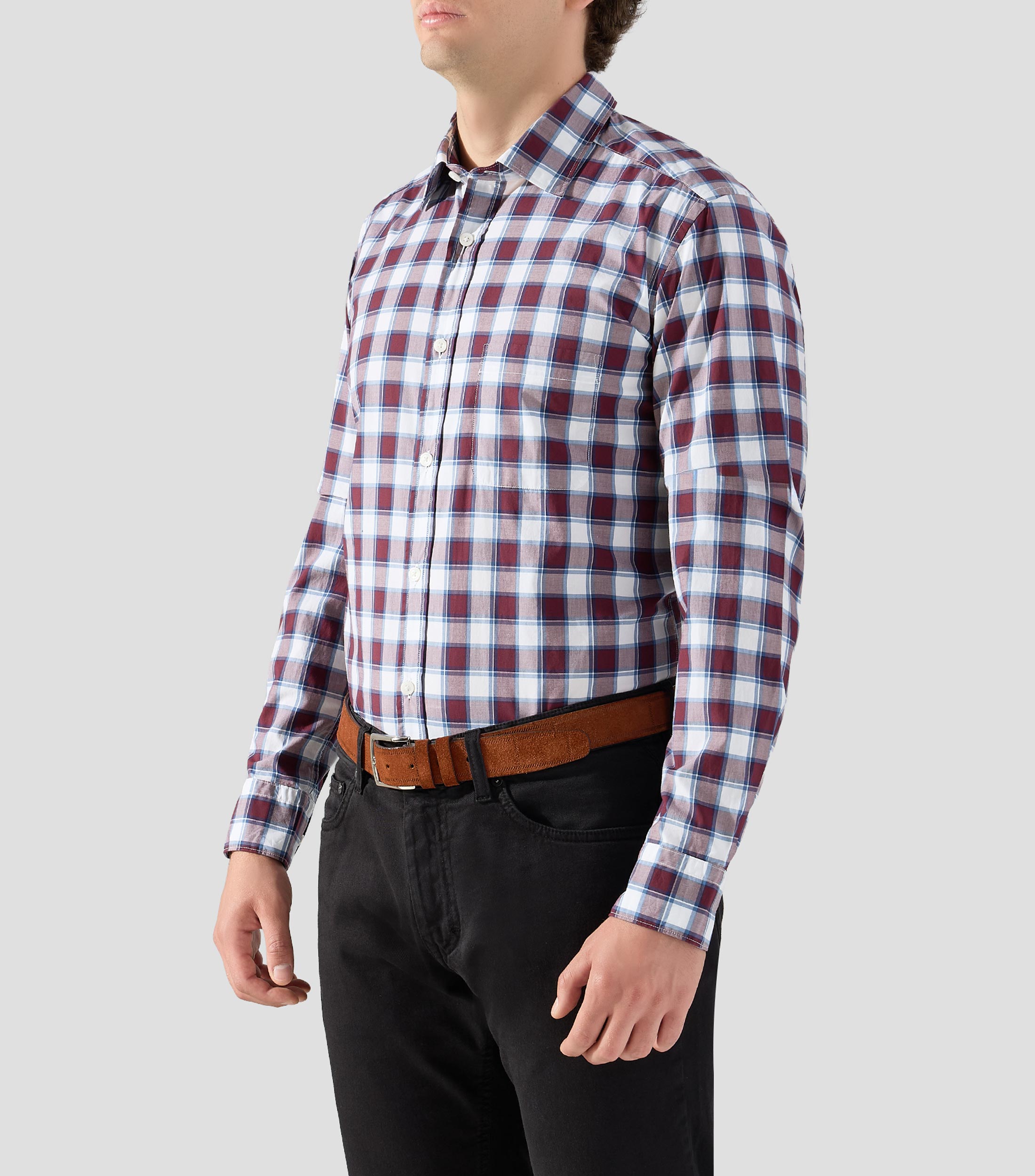 Camisa a cuadros manga larga Hombre