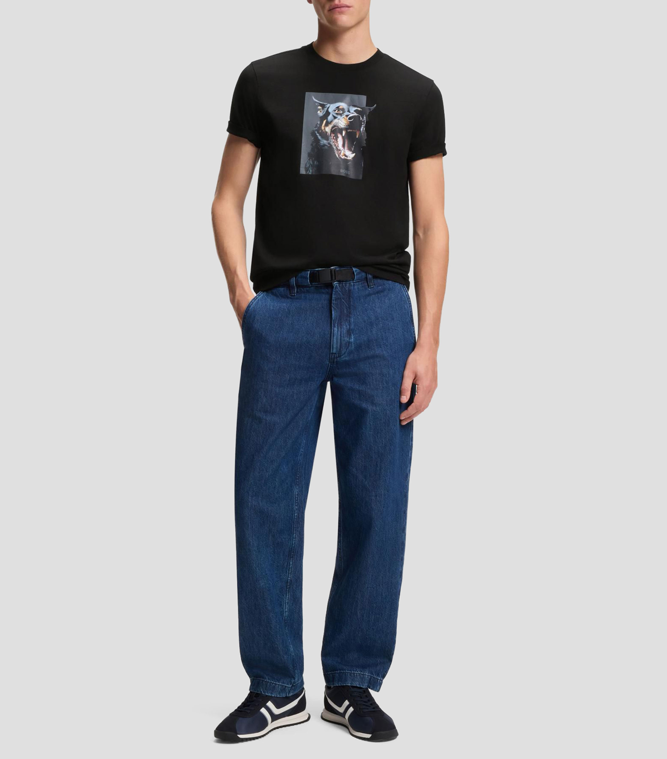 Playera de punto de algodón con ilustración animal Hombre