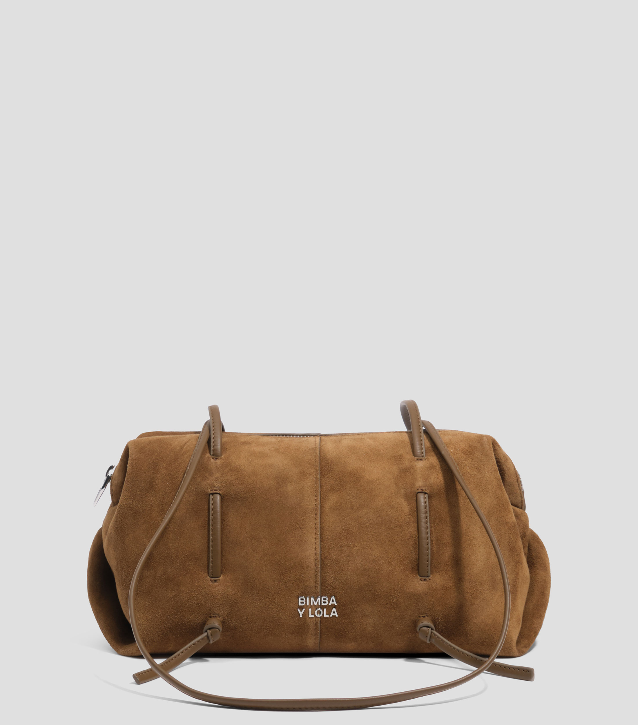 Bolsa Bowler café en piel lisa Mujer