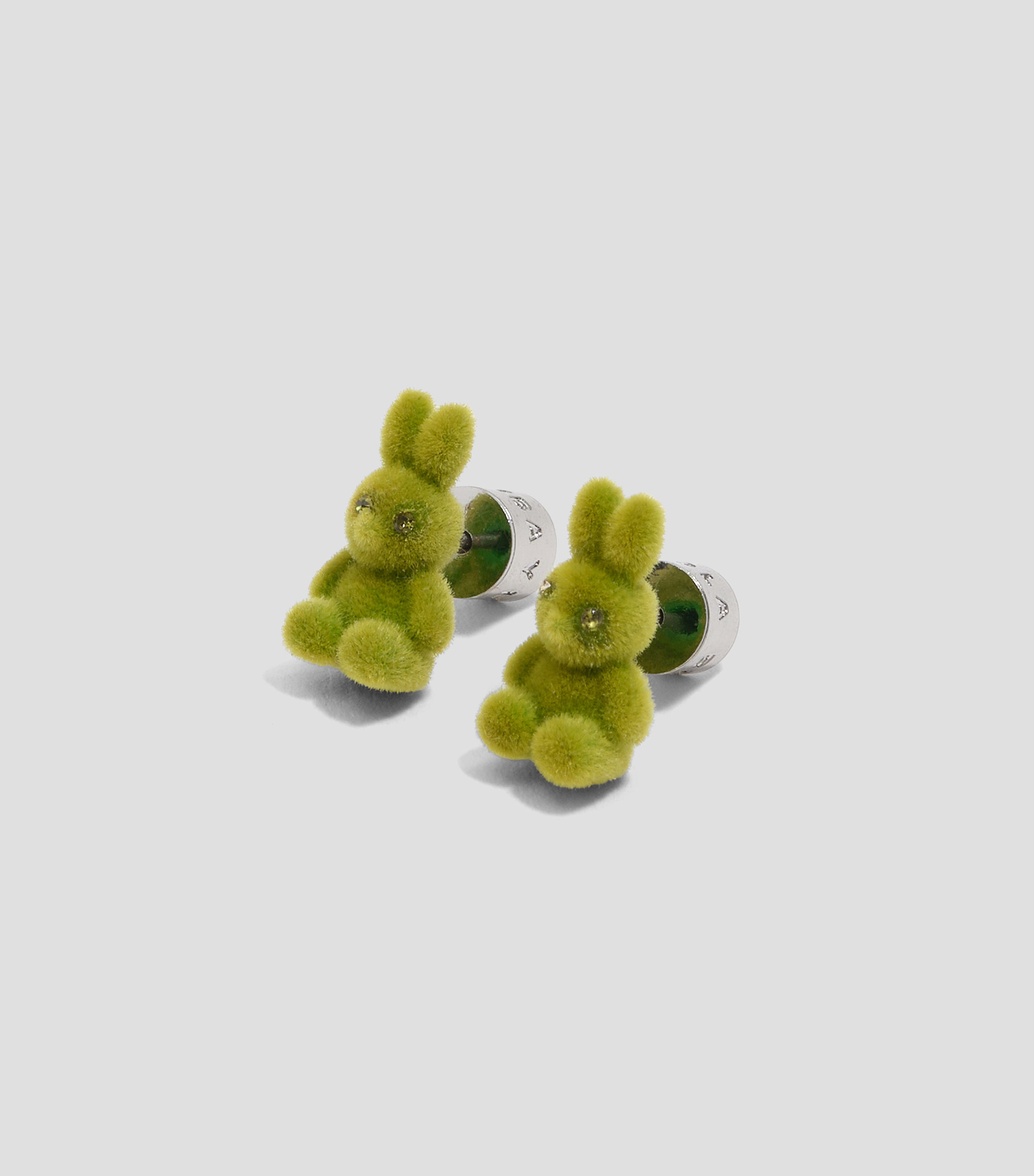 Pendientes conejo flocado verde Mujer
