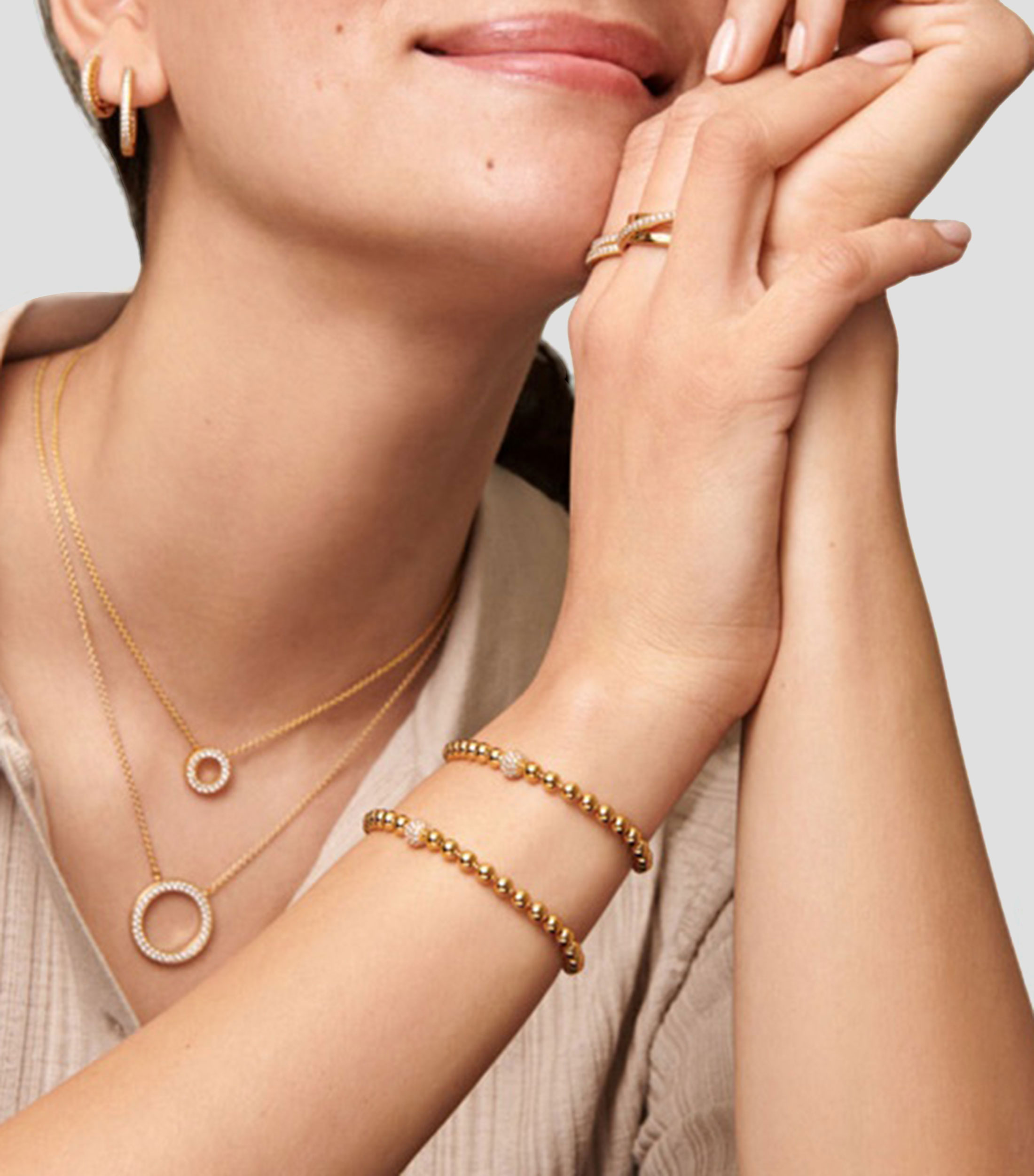 Brazalete con cuentas y pavé Pandora Signature Mujer