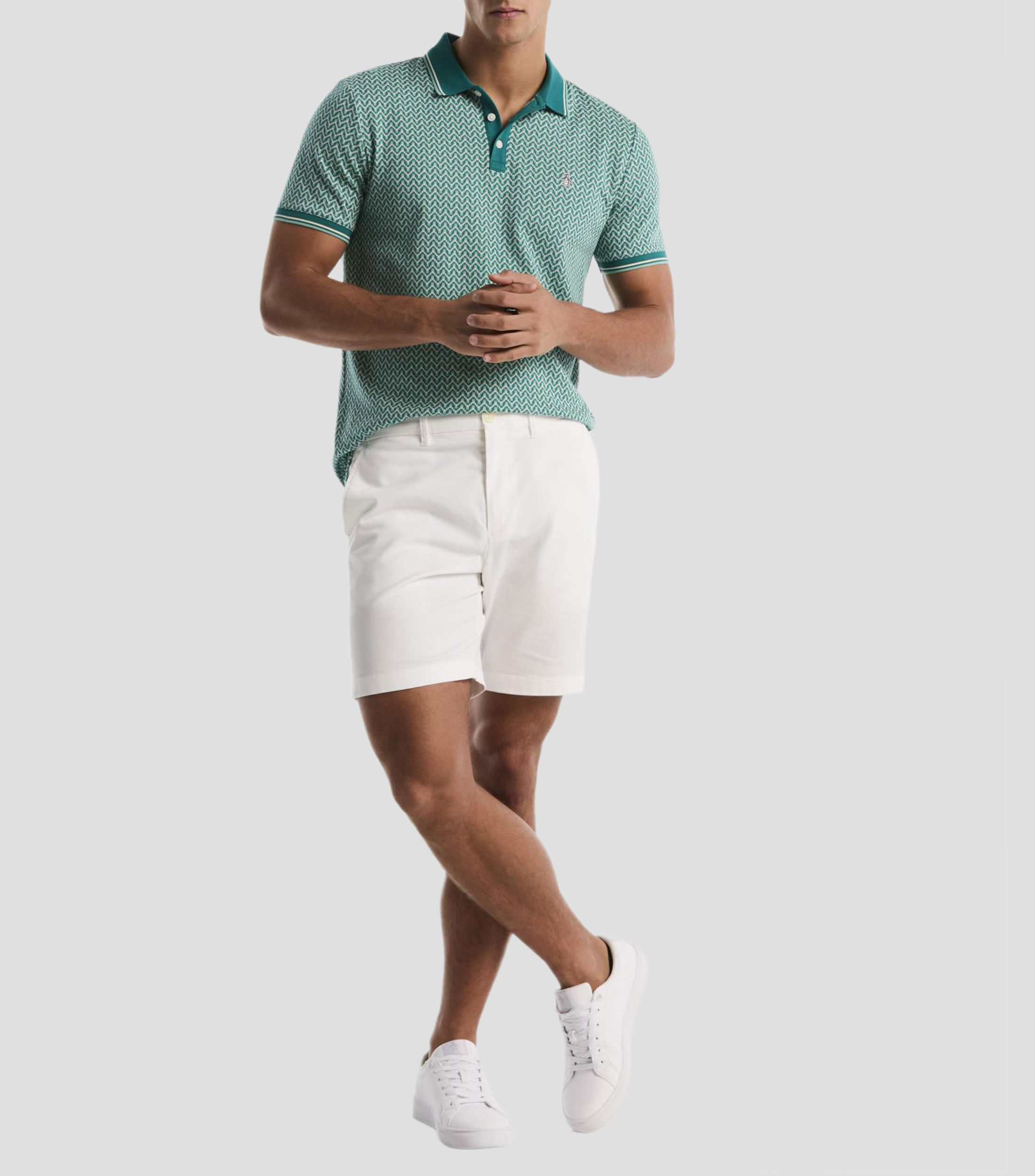 Playera tipo polo manga corta con microdiseño Hombre
