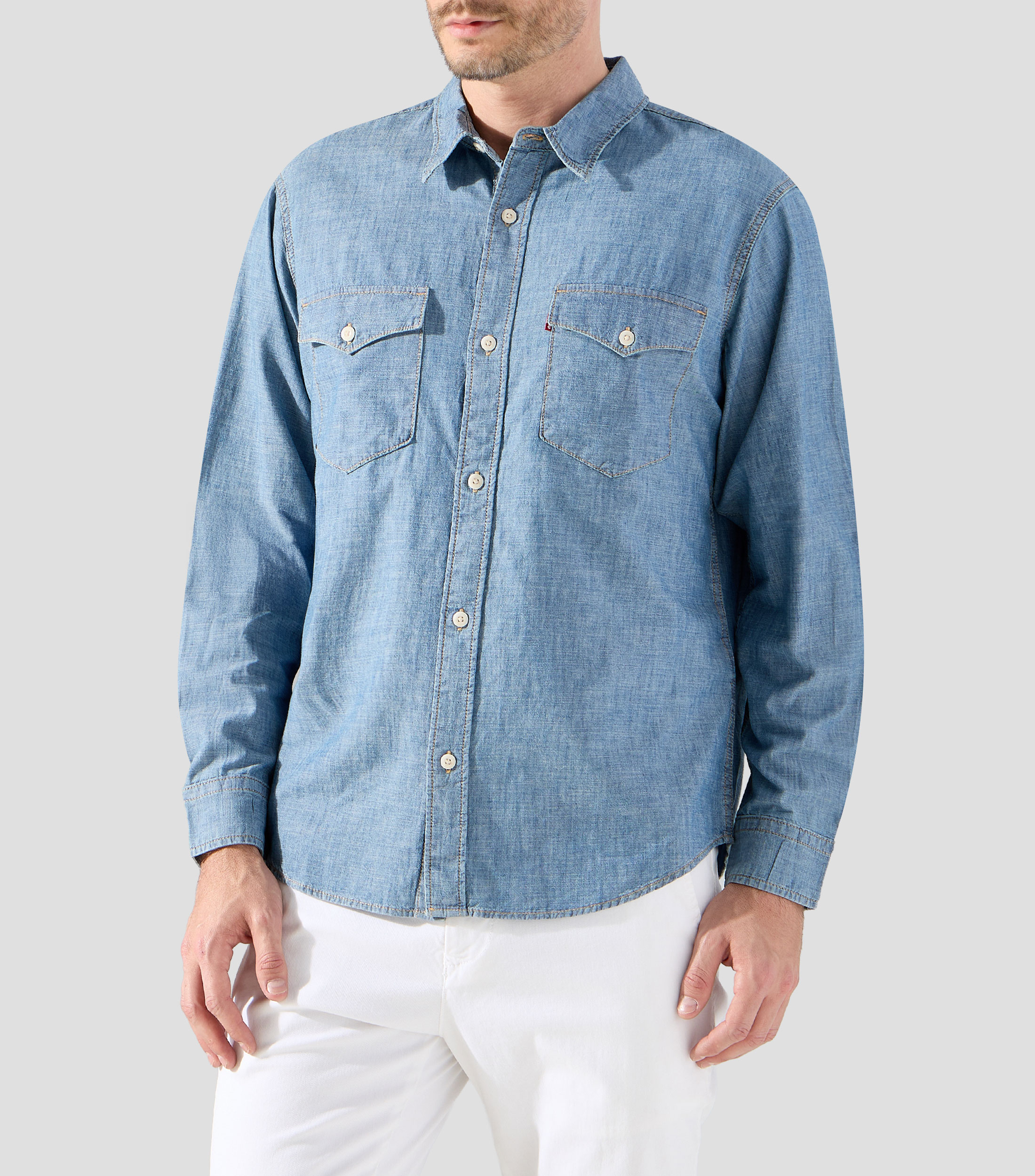 Camisa deslavada manga larga Hombre