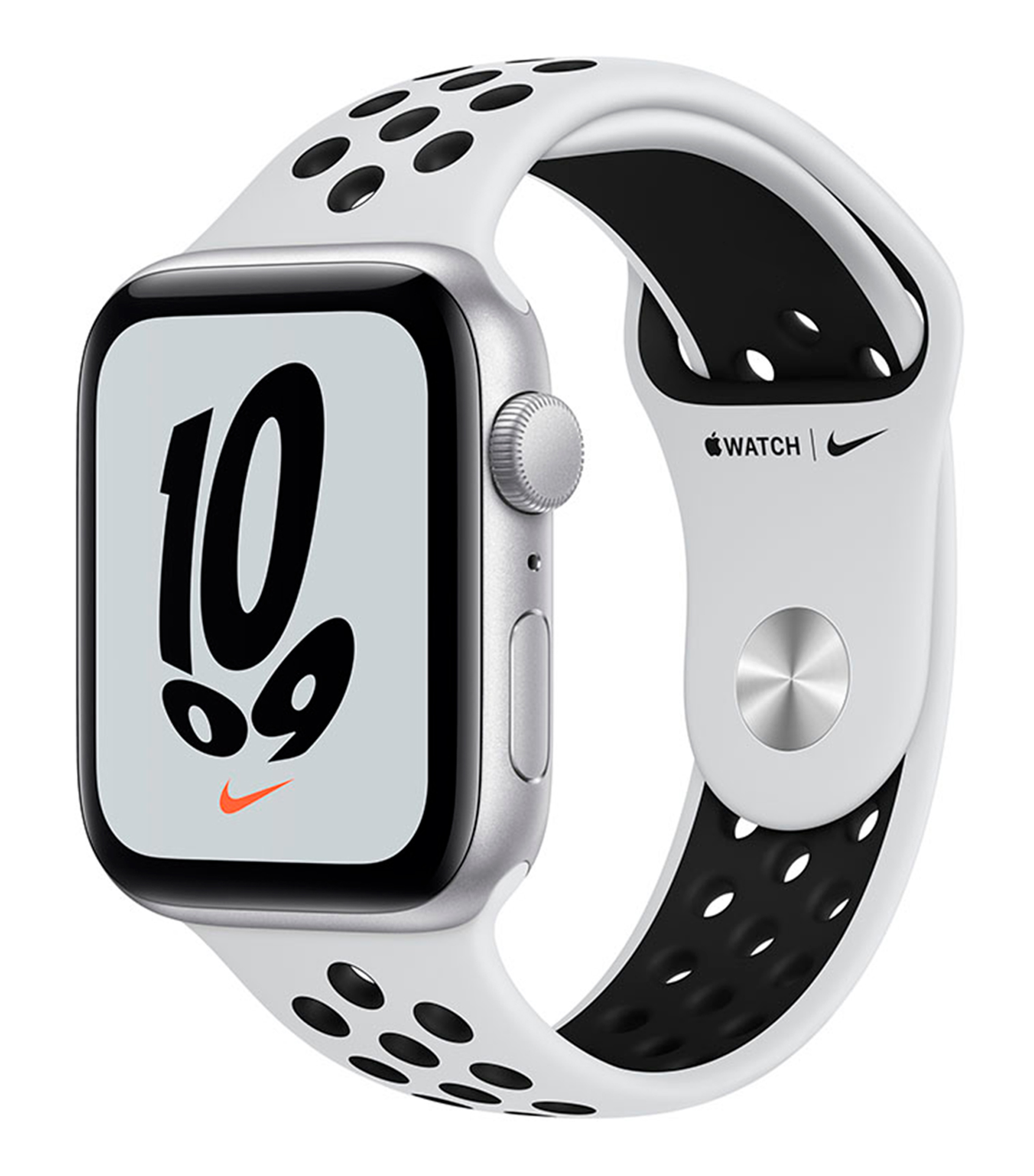 Apple Watch Nike SE (GPS ) - Caja de aluminio en plata de 44 mm - Correa Nike Sport platino puro-negra - Talla única