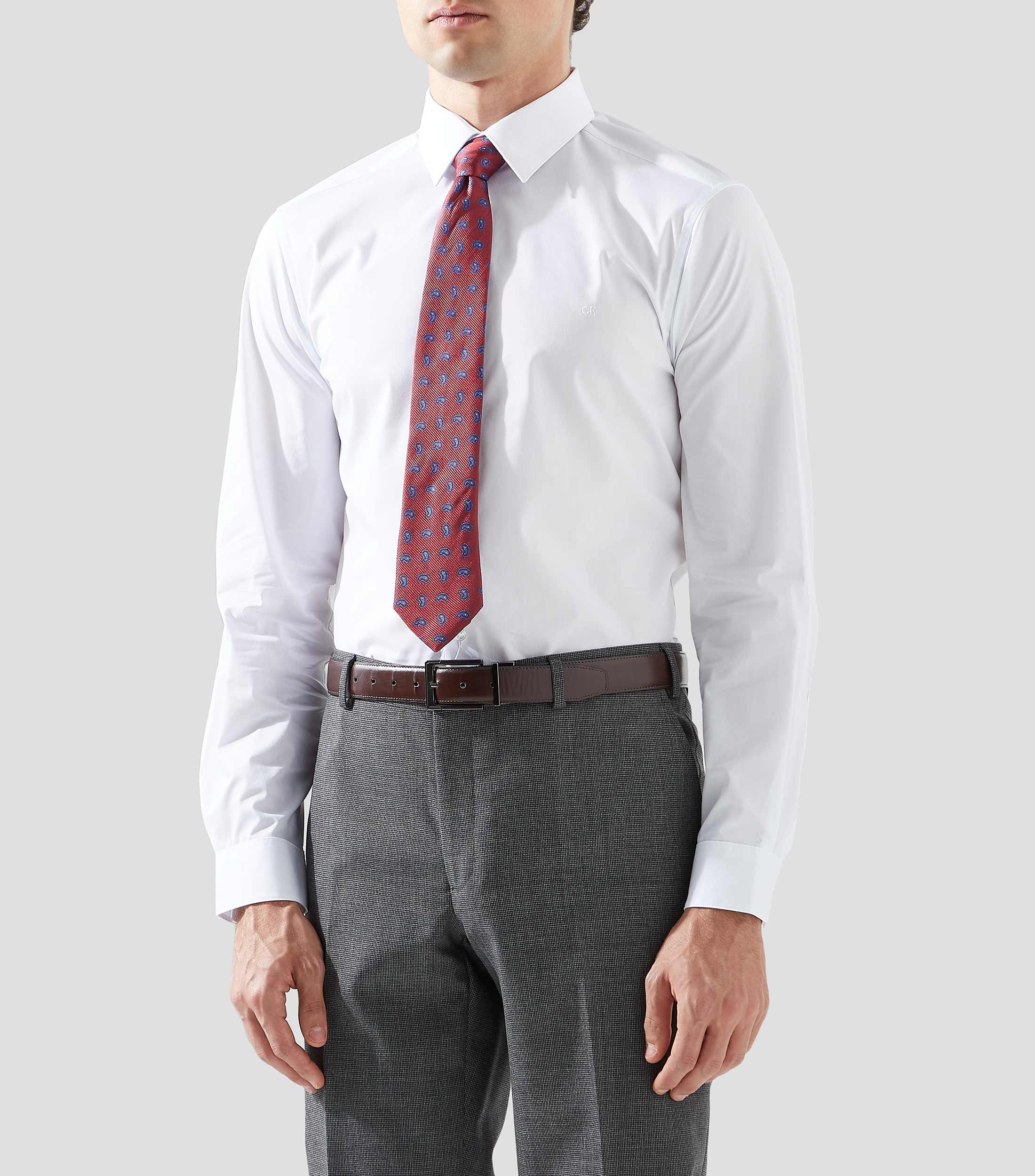 Camisa de vestir de diseño sólido manga larga Hombre