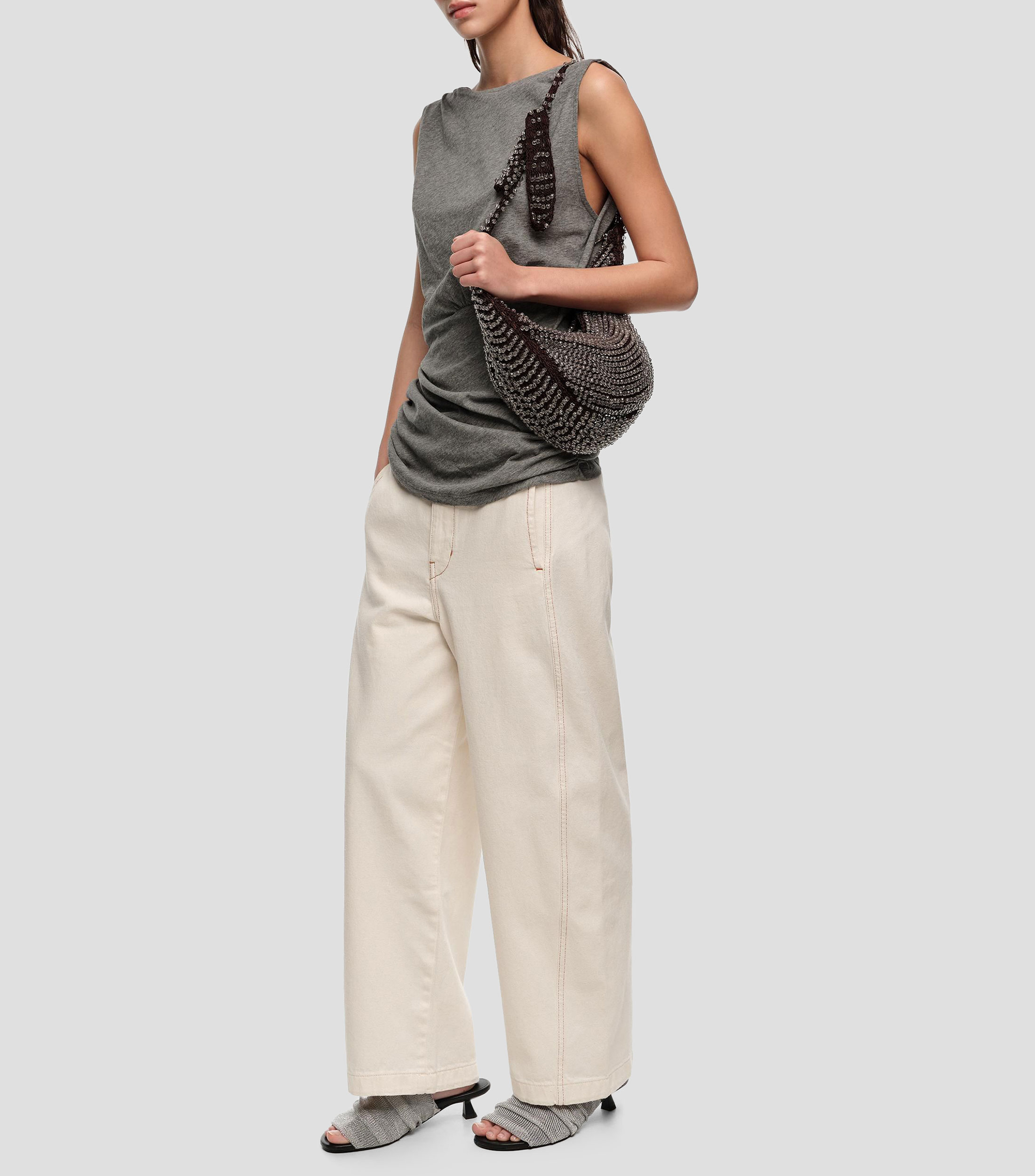Pantalón denim crudo Mujer