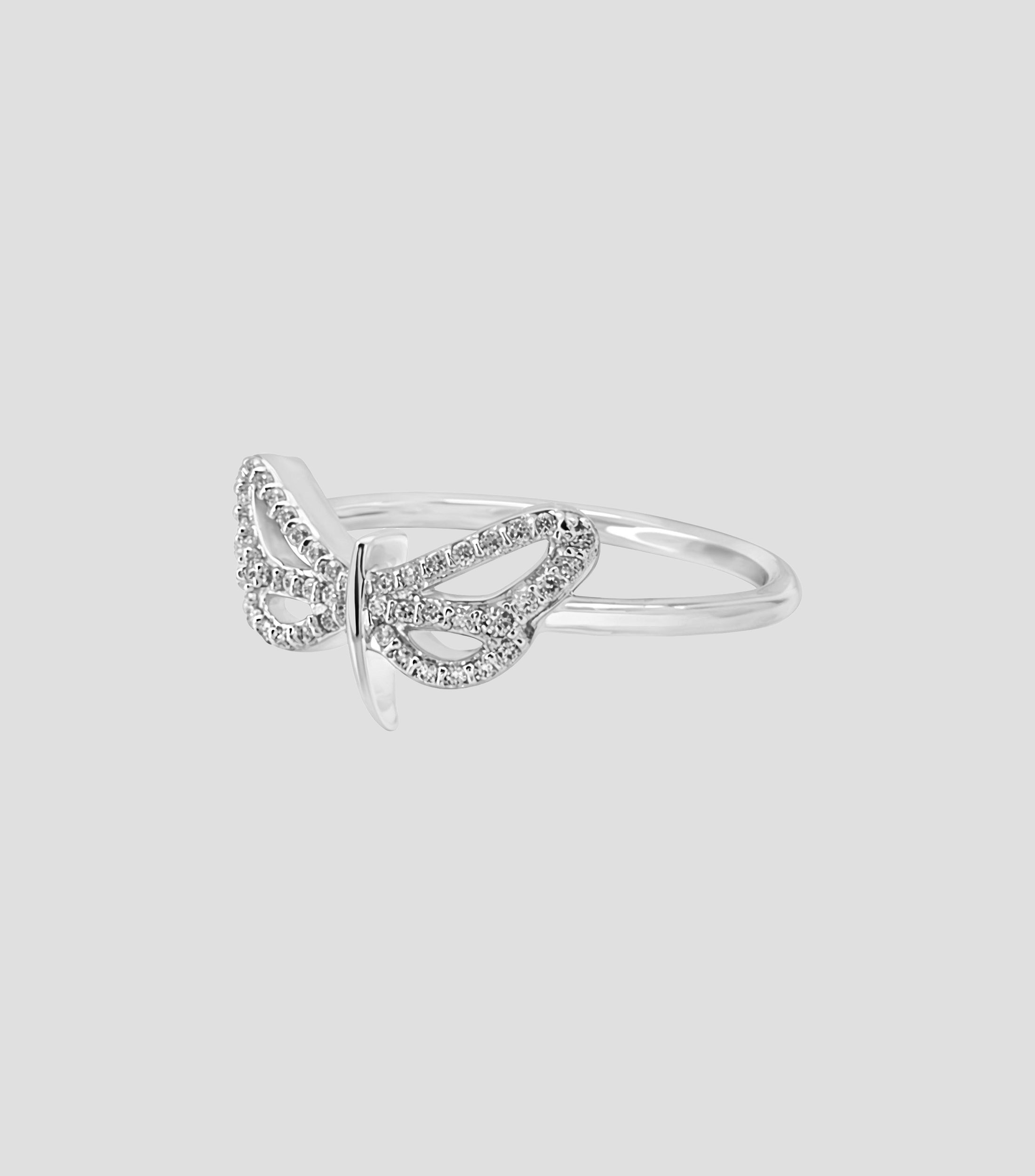 Anillo en plata .925 con libélula y circonia Mujer