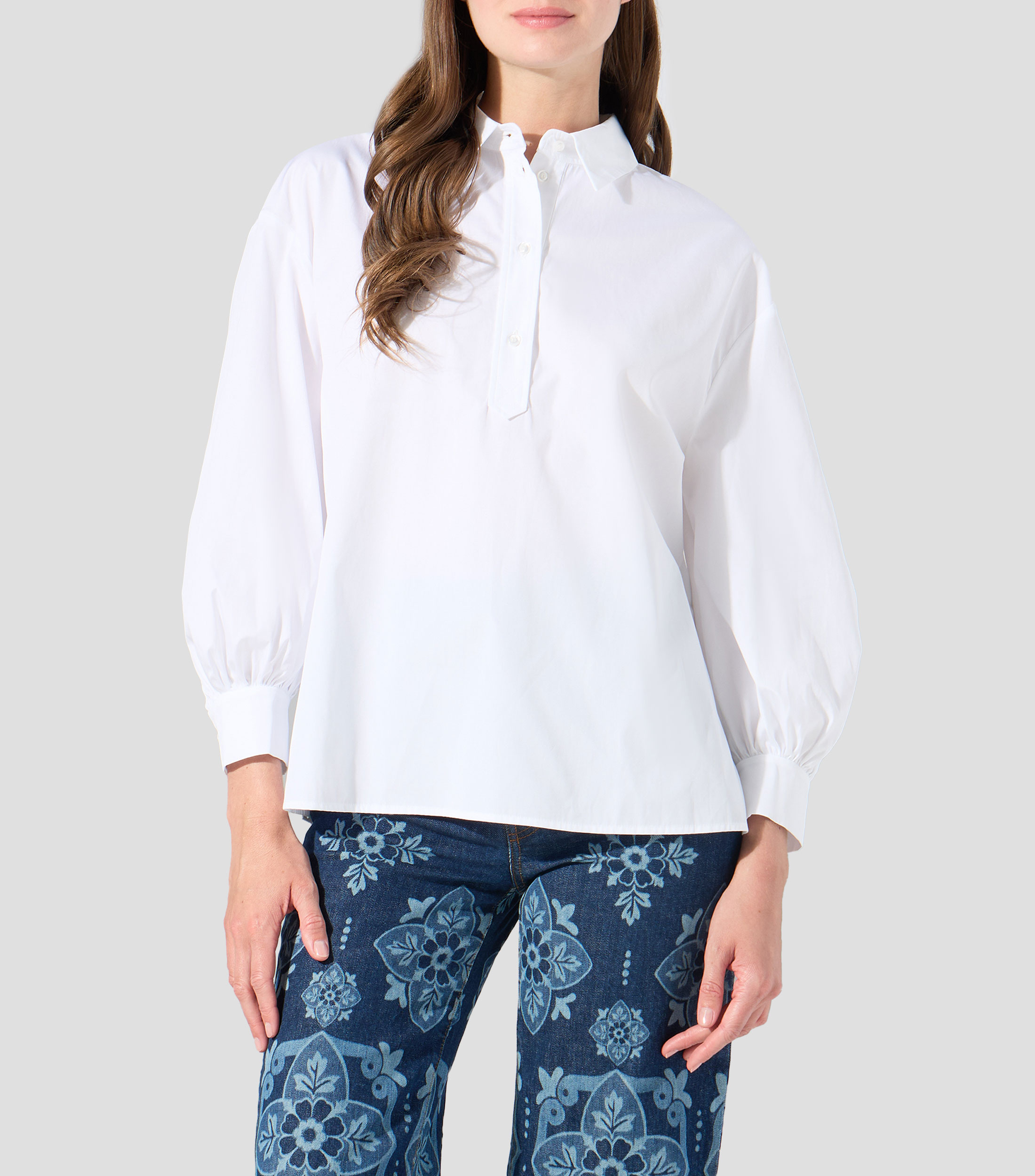 Blusa lisa con manga larga Mujer