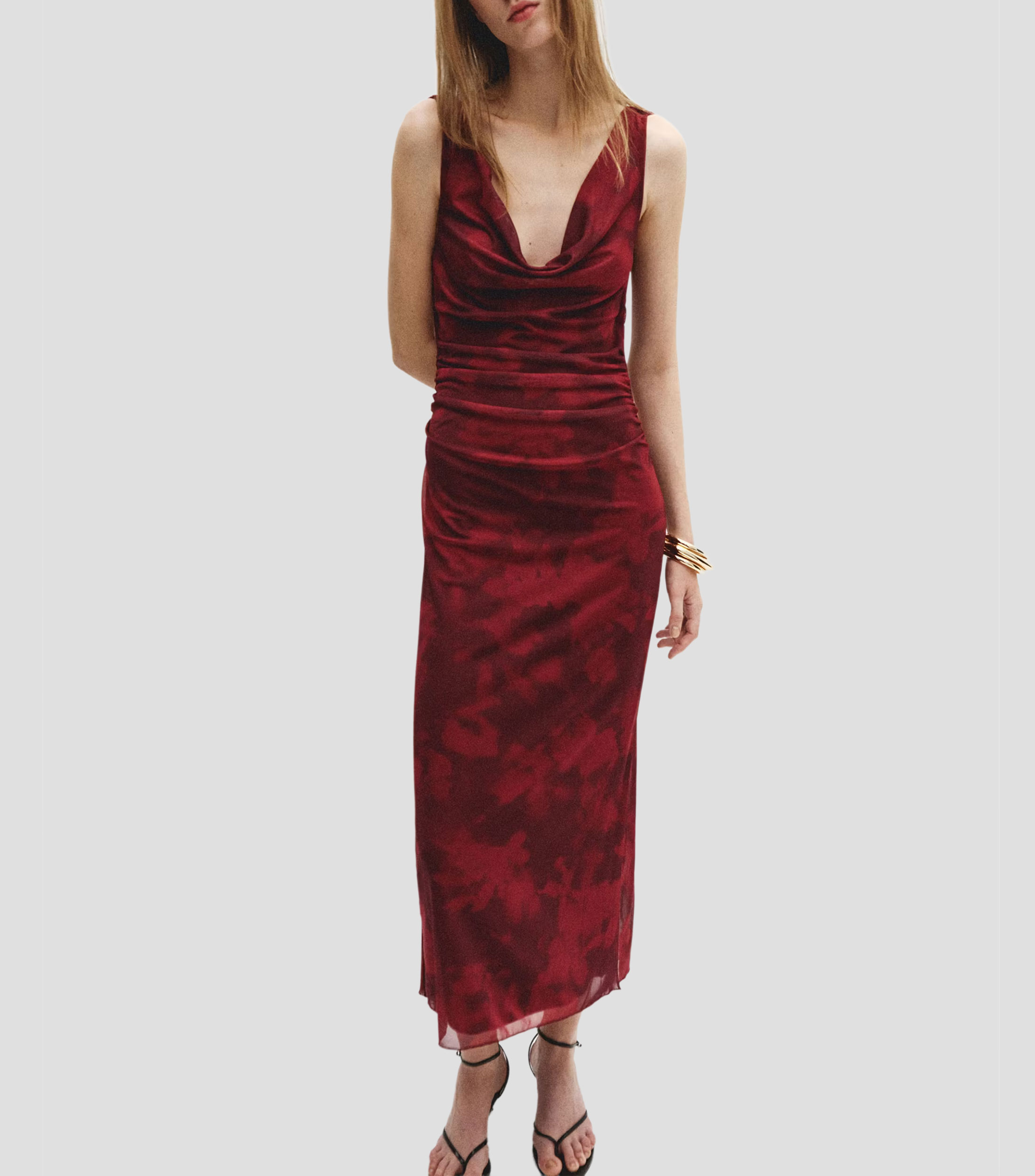 Vestido largo estampado Mujer