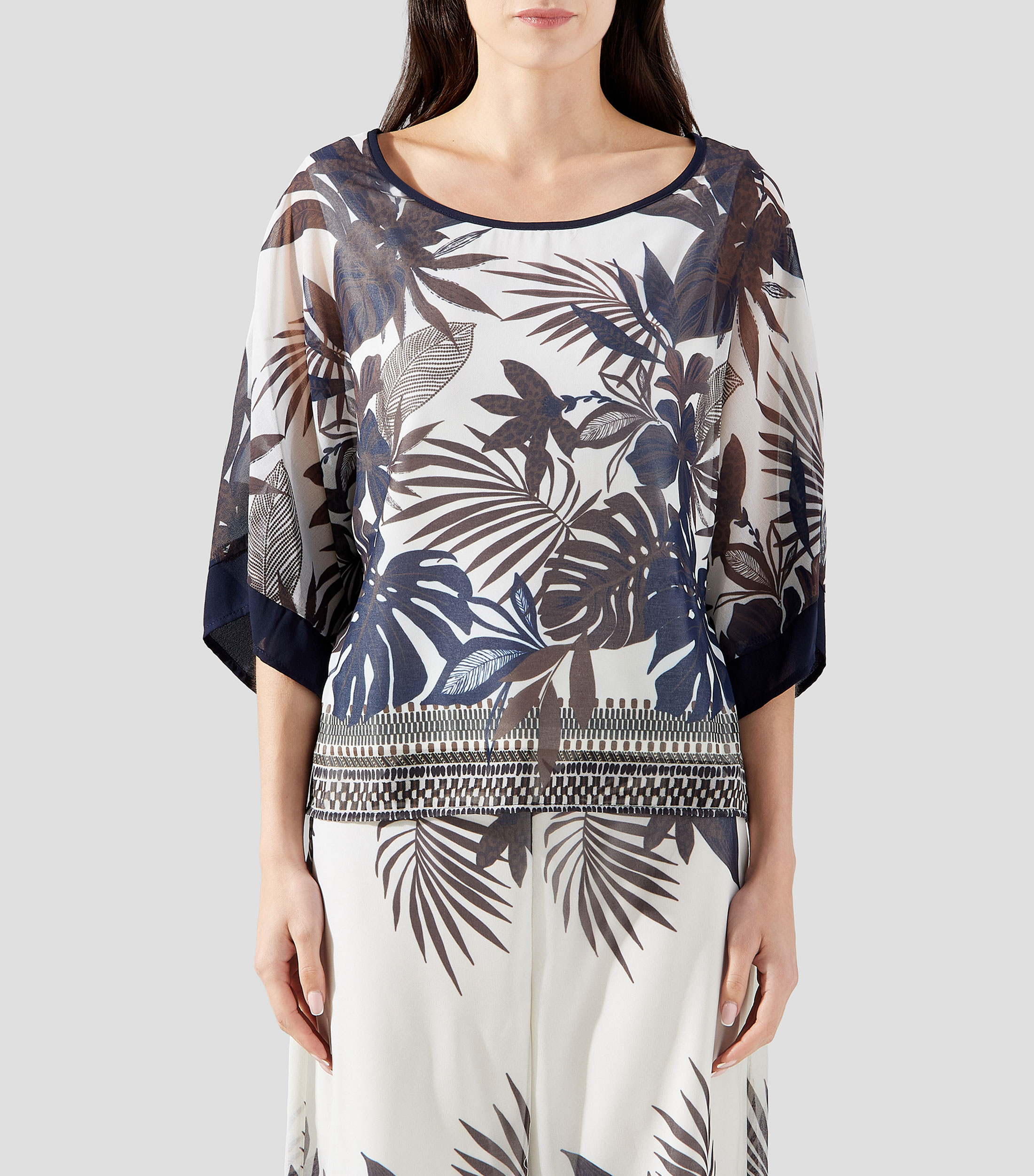 Blusa estampada manga 3/4 Mujer