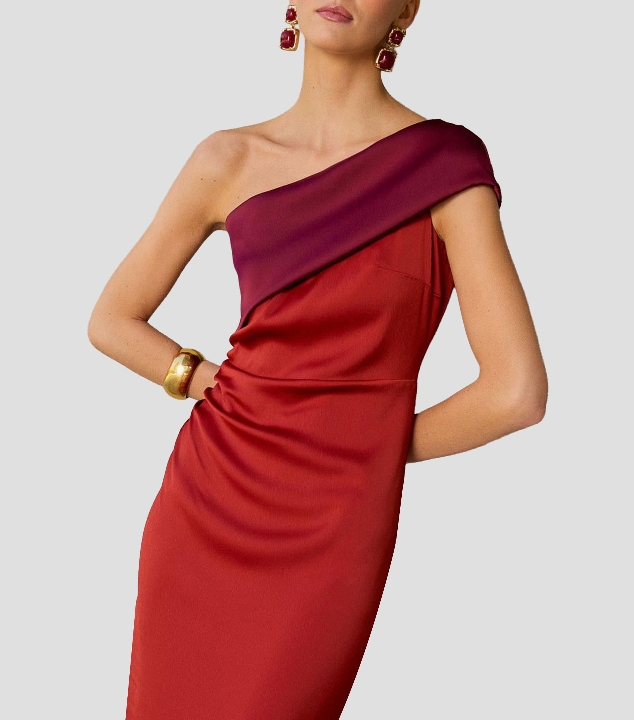 Vestido midi liso Mujer
