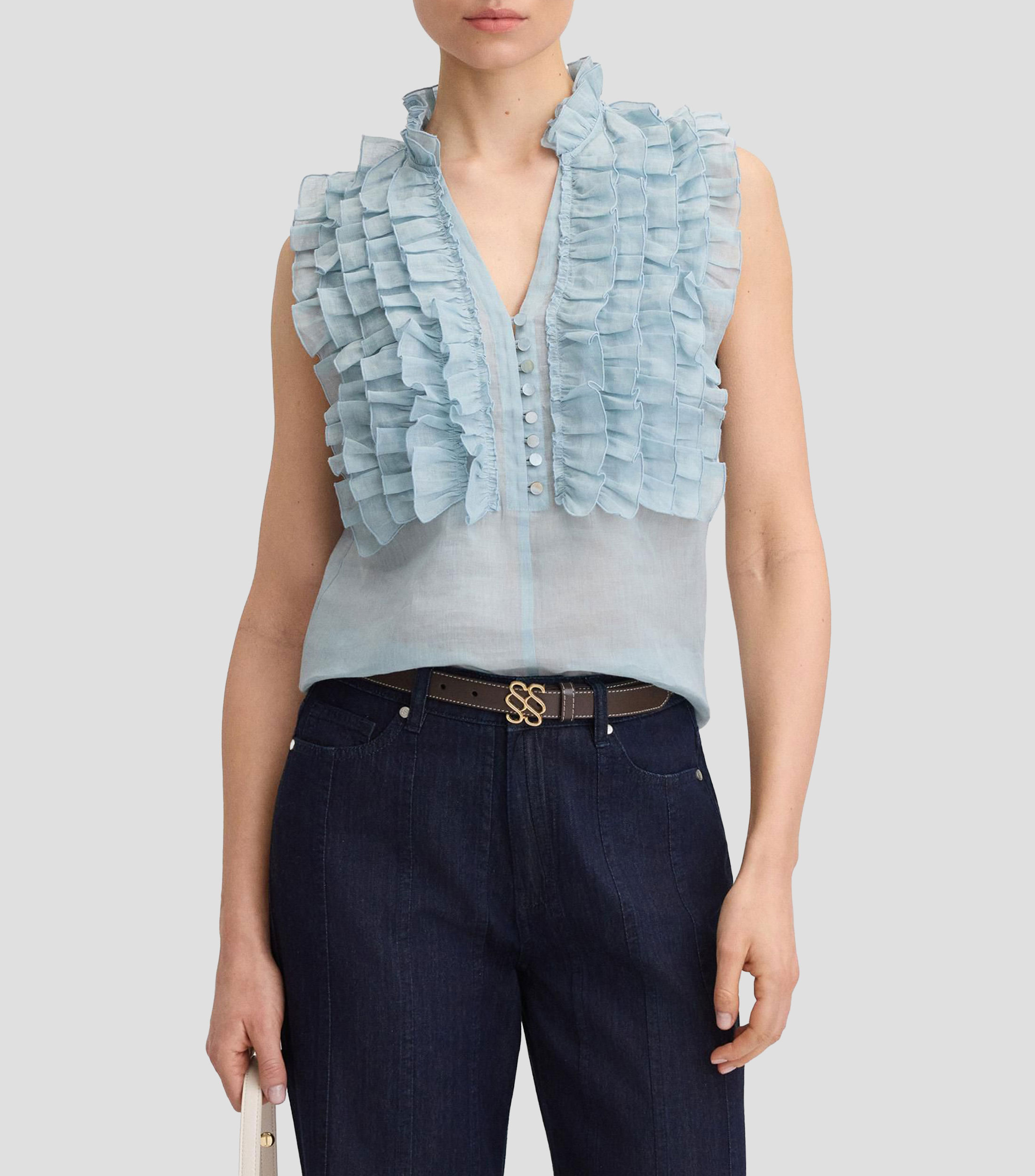 Blusa lisa sin mangas Mujer