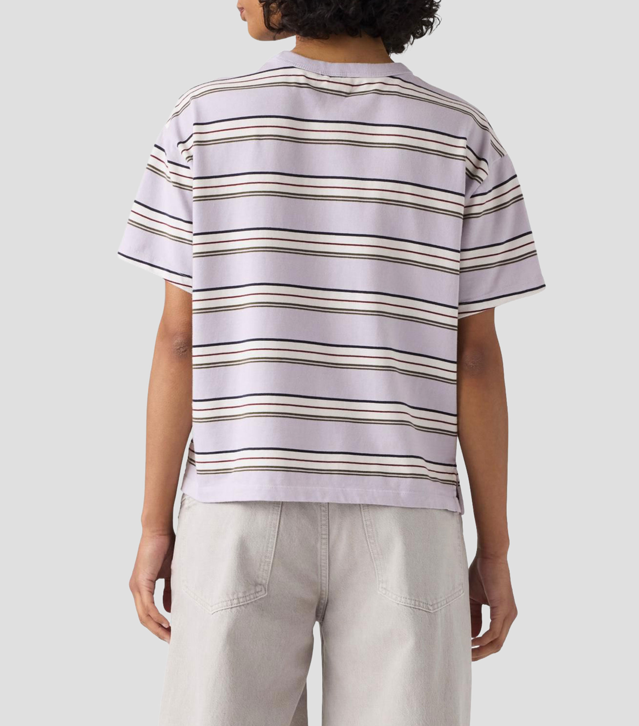 Playera cuello redondo manga corta a rayas Mujer