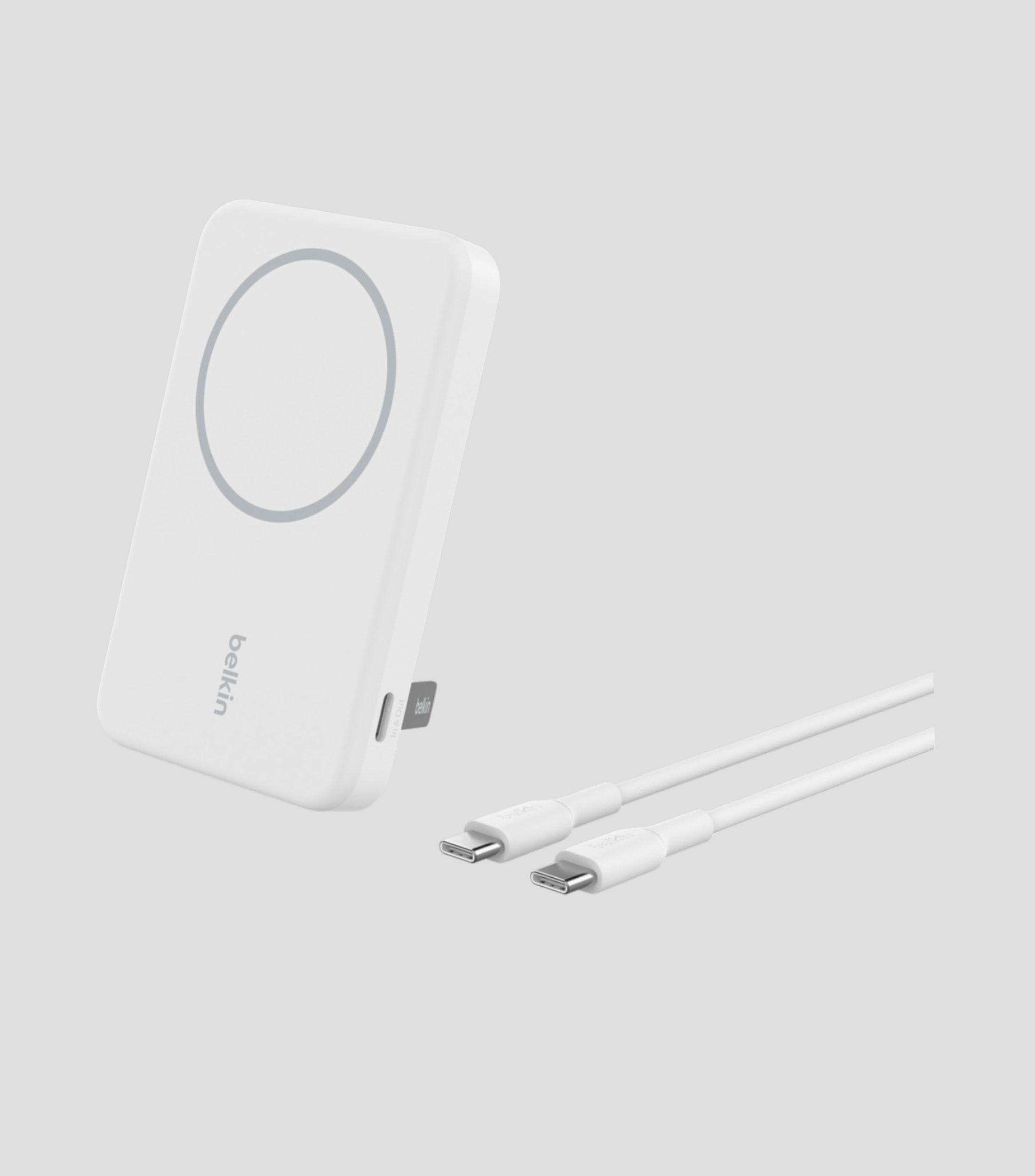 Batería externa portátil Power Bank con Qi2 15W 5K blanco