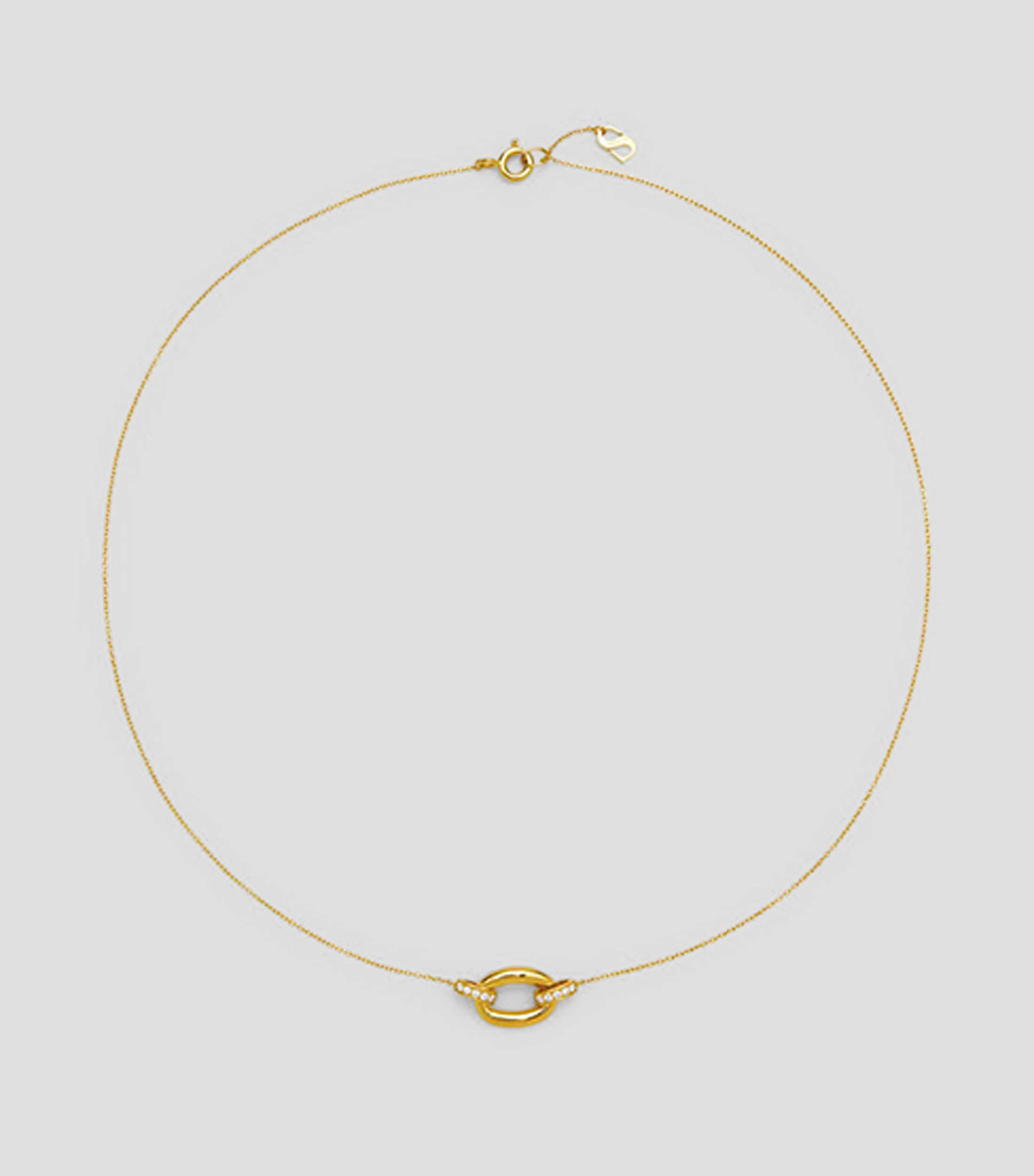 Collar con mini eslabón en Oro amarillo de 18 Kilates con pavé de diamantes Mujer