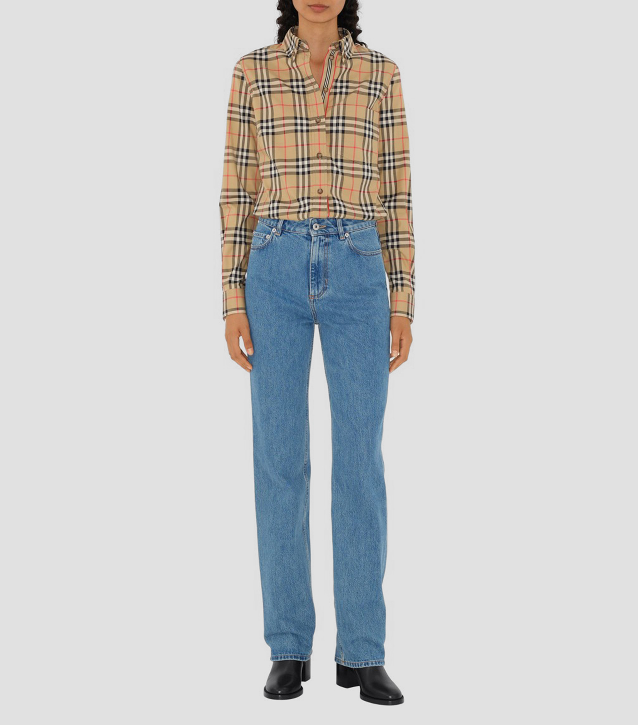 Camisa cuadros check manga larga Mujer
