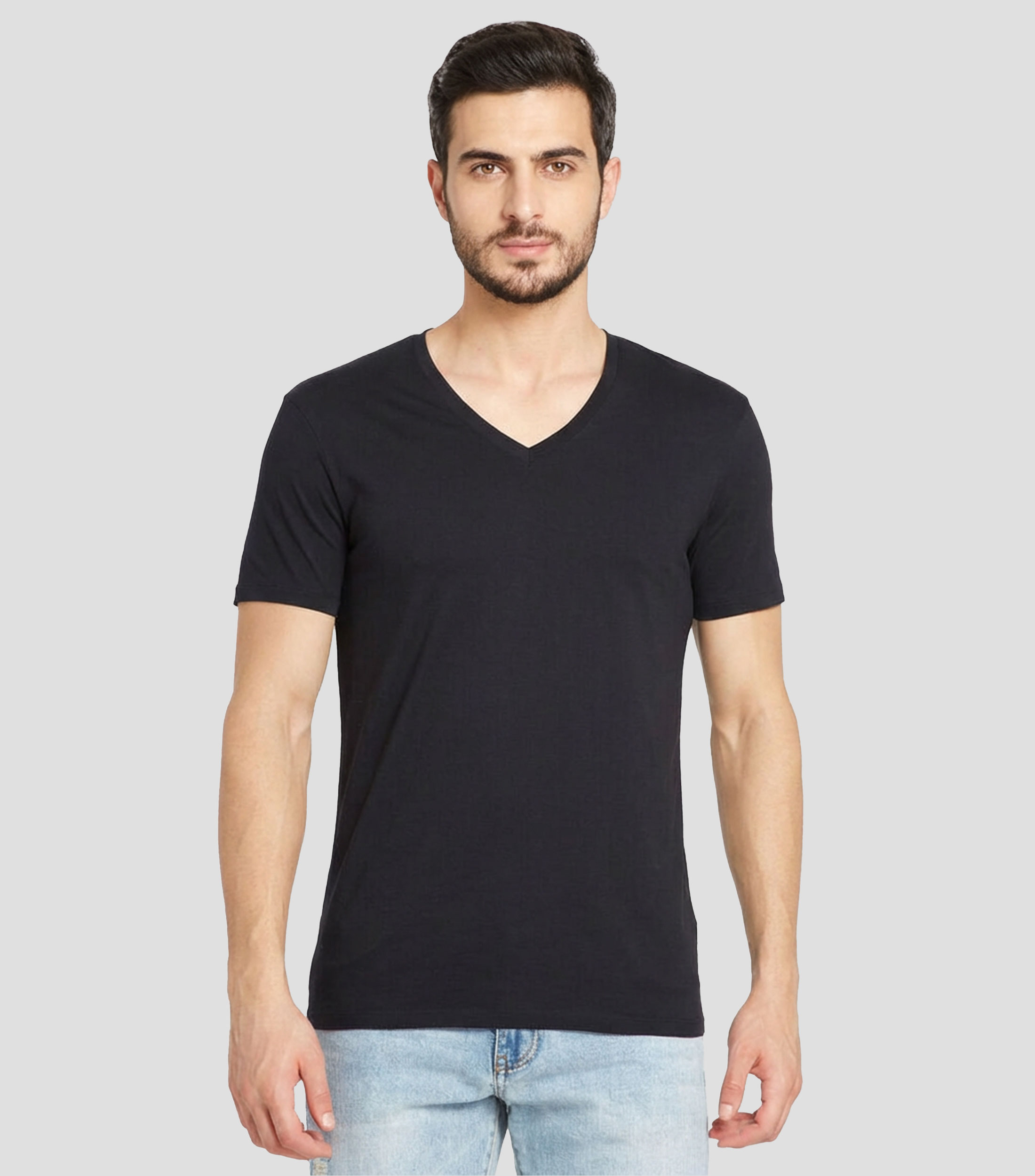 Playera cuello V manga corta lisa Hombre