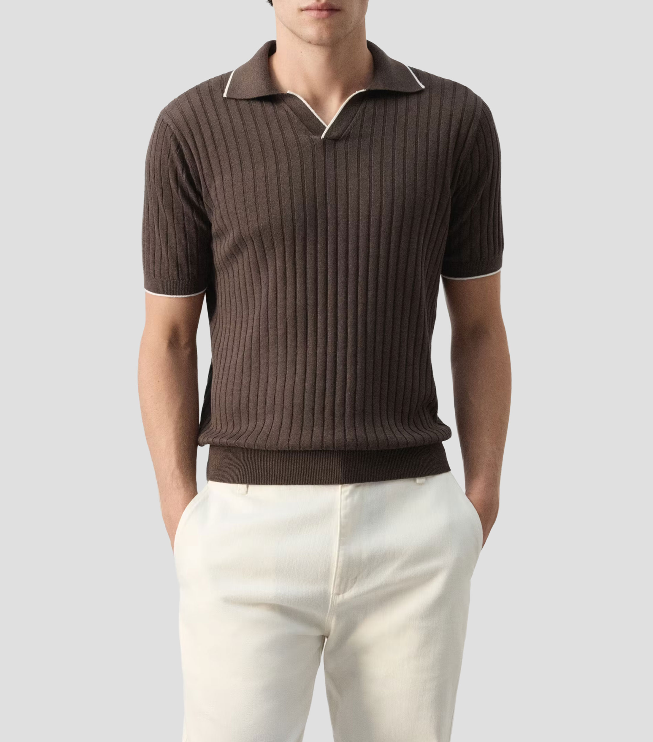Playera Tipo Polo Manga Corta Sólido Hombre