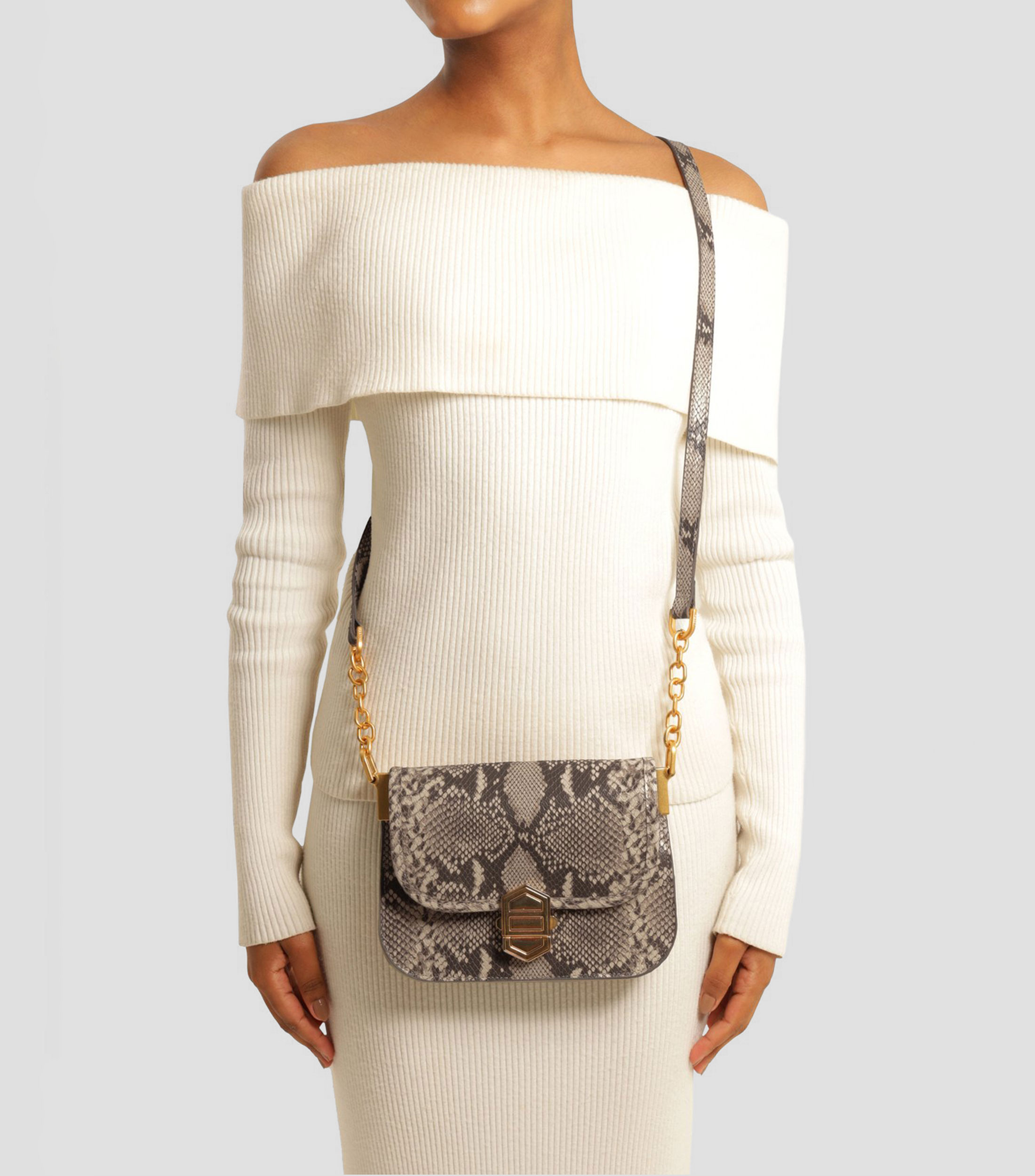 Bolsa Crossbody en piel vacuna animalprint Mujer