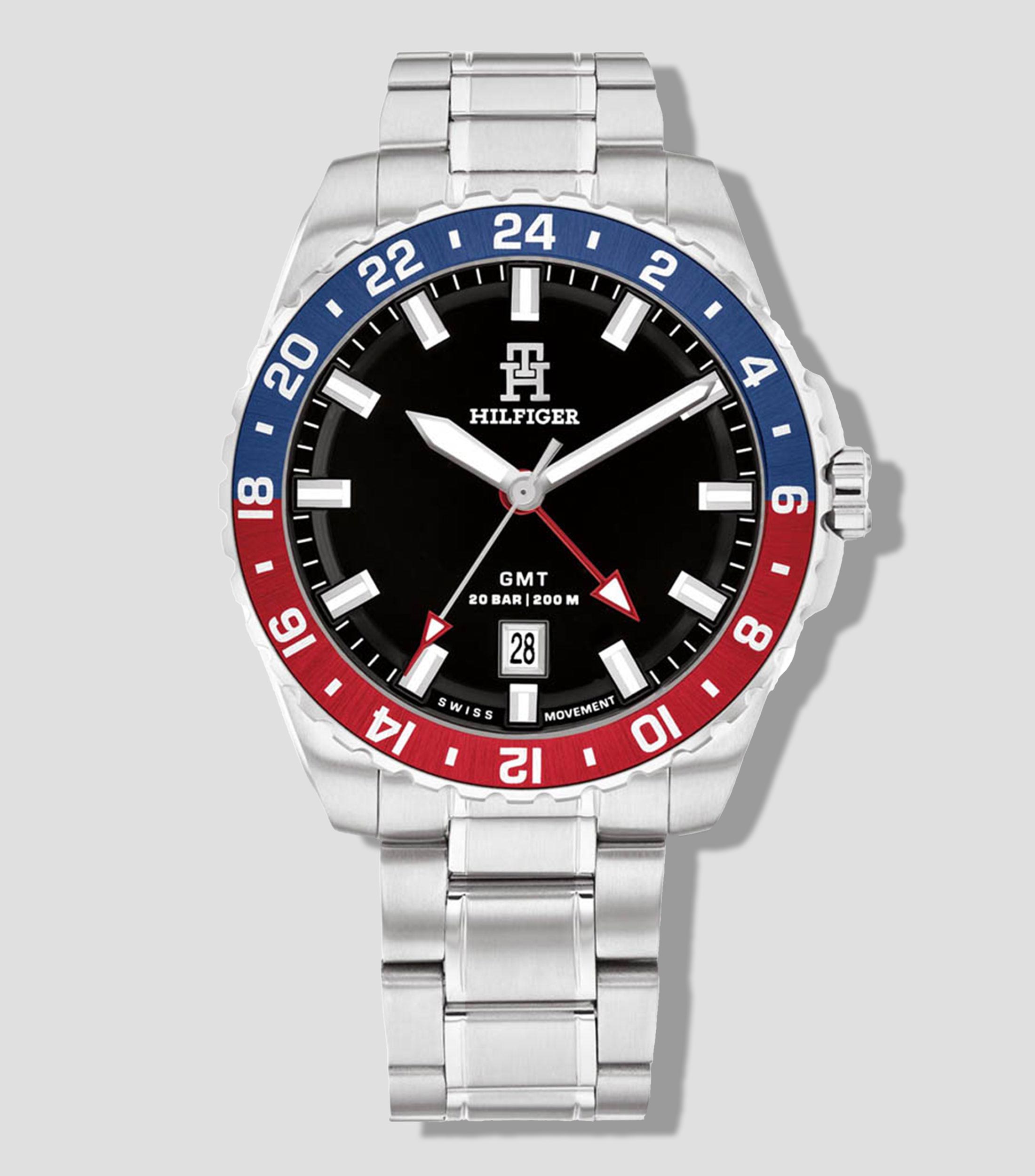 Reloj para Hombre TH85 Deportivo, Plateado, Rojo y Azul