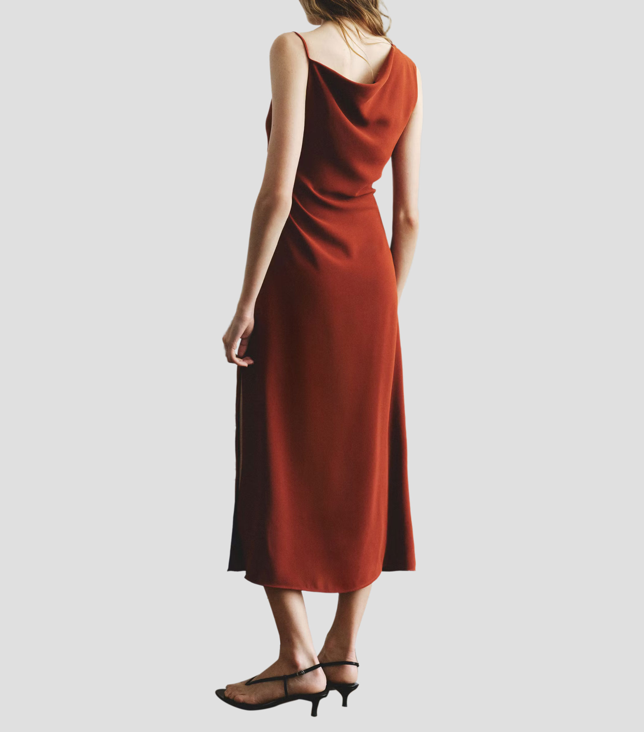 Vestido midi liso Mujer