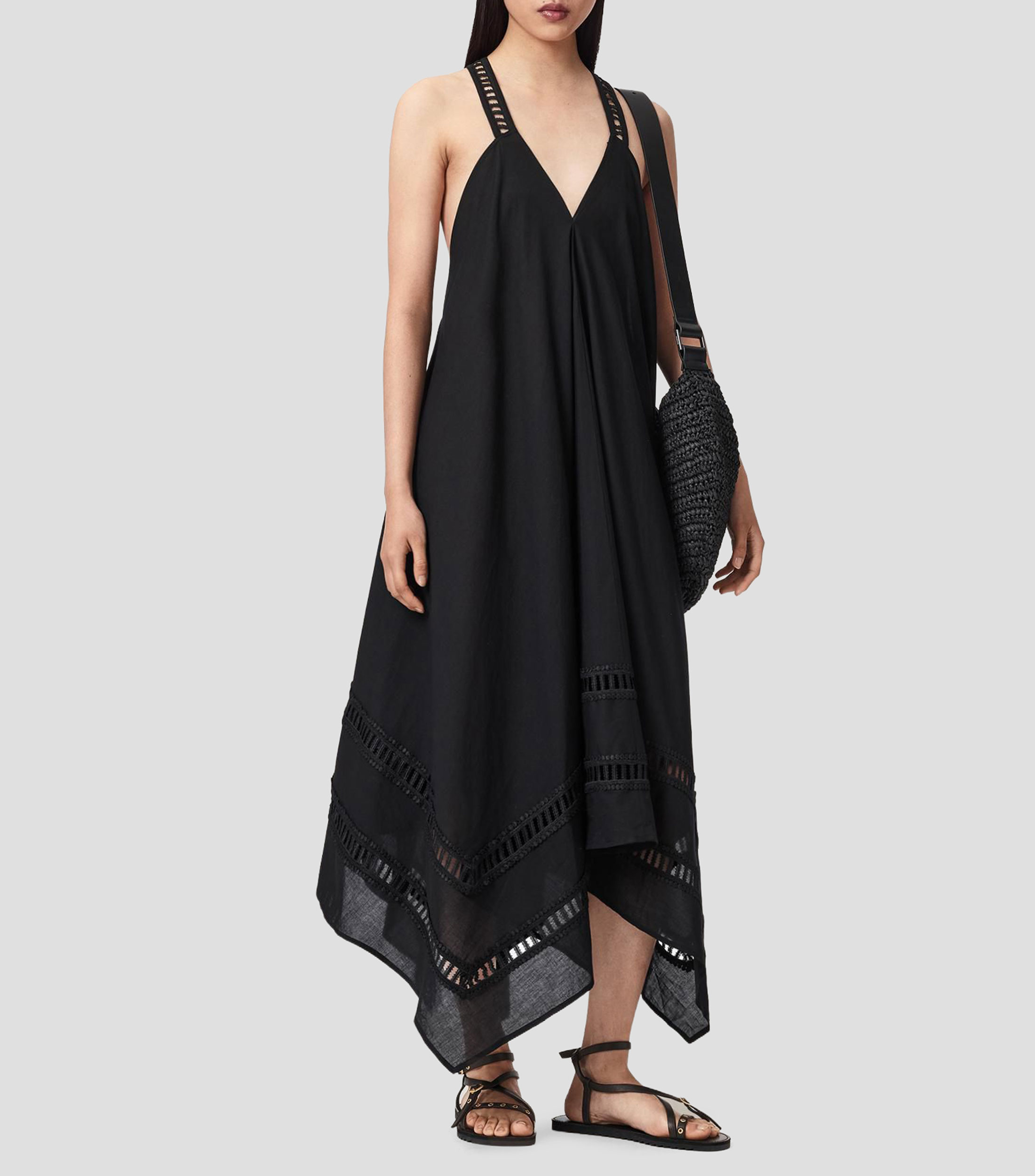Vestido largo liso Mujer