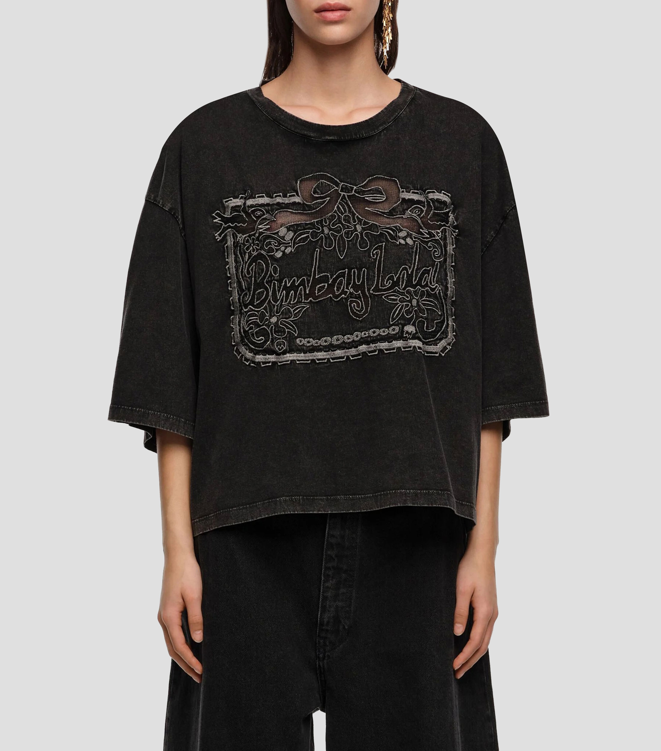 Playera maxilogo bordado inglés Mujer