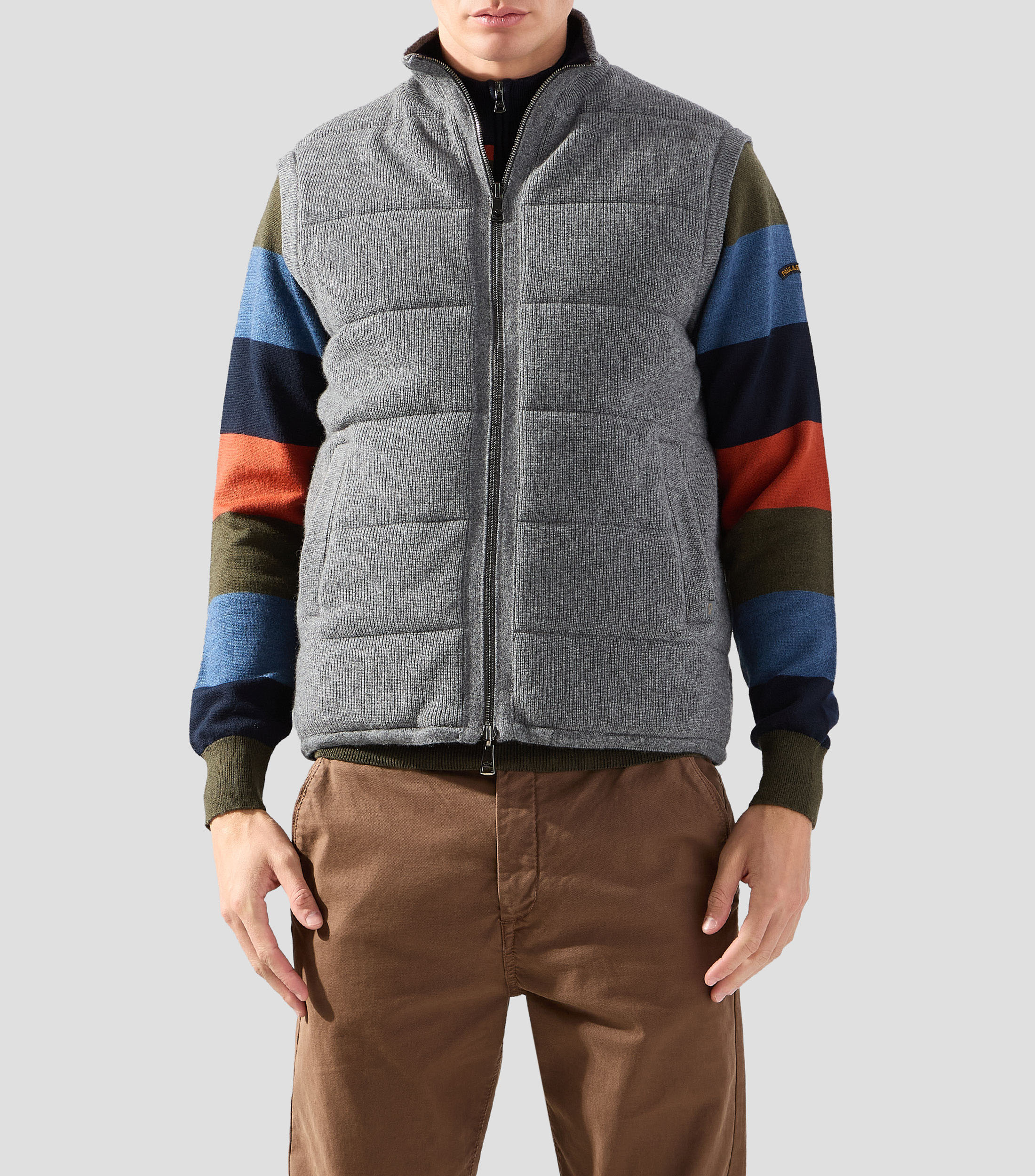 Gilet De Peau Reversible Karl Donoghue - Taille S-M, Gris, Neuf Avec étiquettes, Style Casual Chic